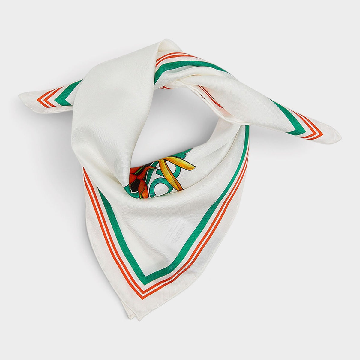 Logo Silk Twill Scarf Tennis Club White
