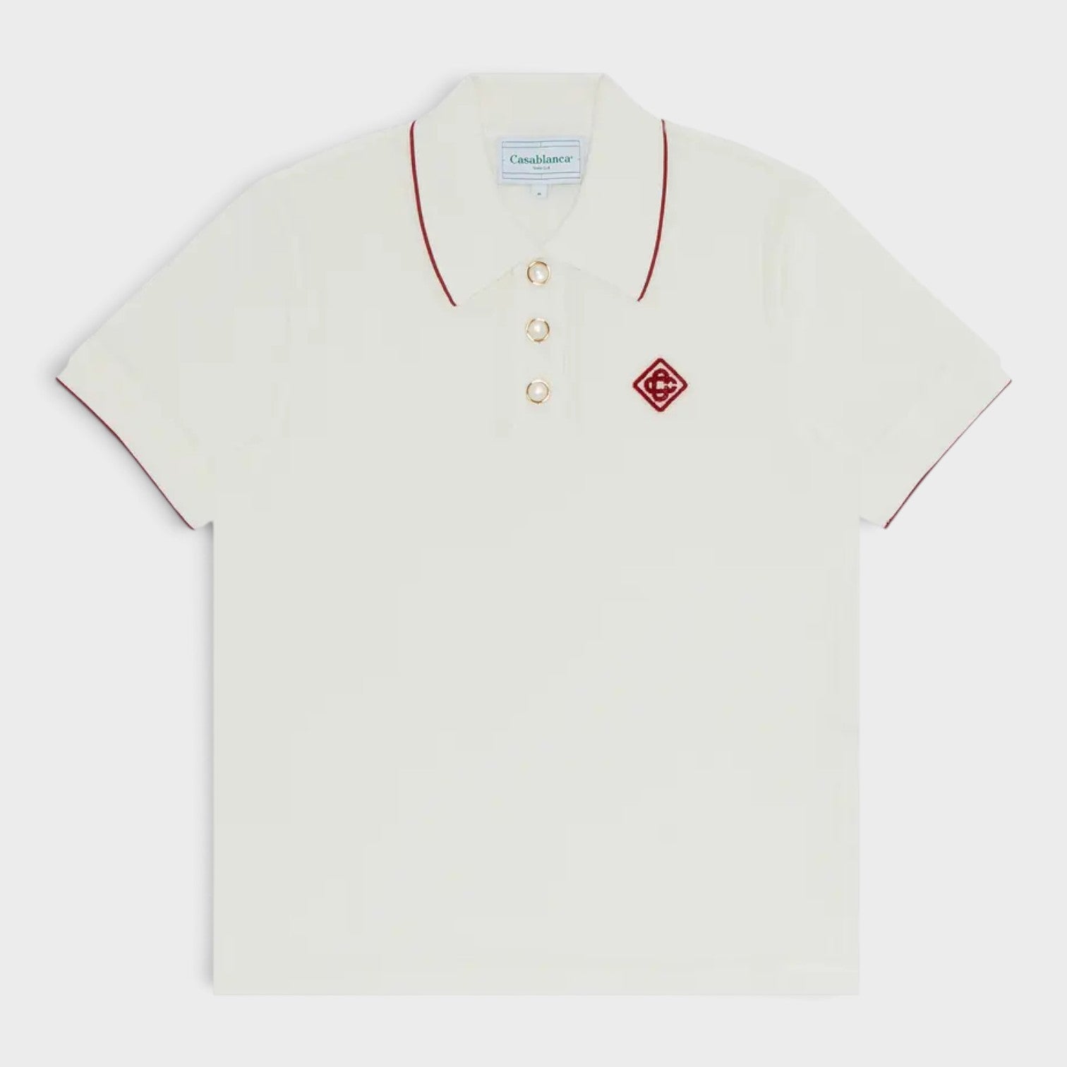 Logo Rib Velour Polo White