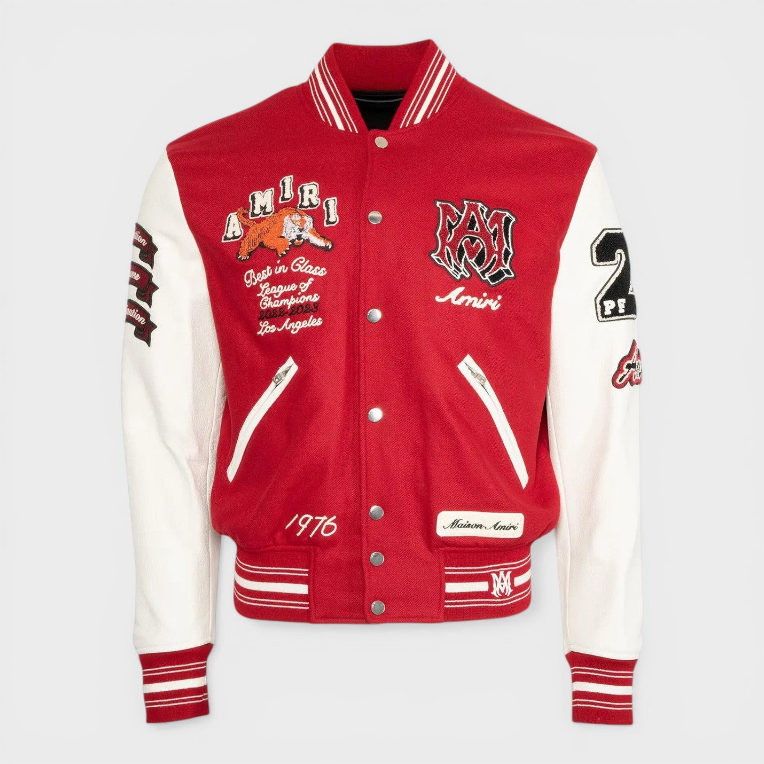 Patch Varsity Bomber Jacket Red