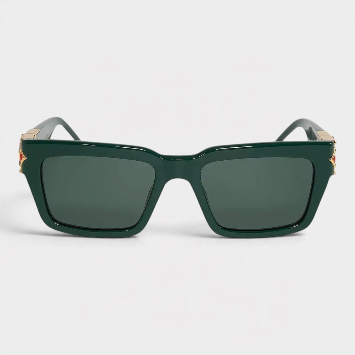Gold Plated Monogram Plaque Sunglasses Green