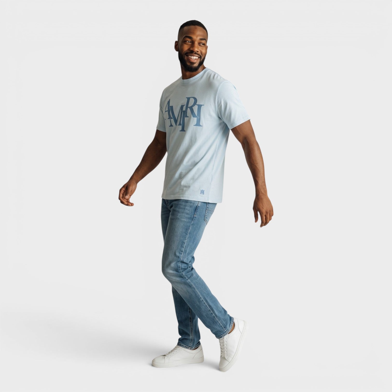 Logo Staggered Tee Cerulean