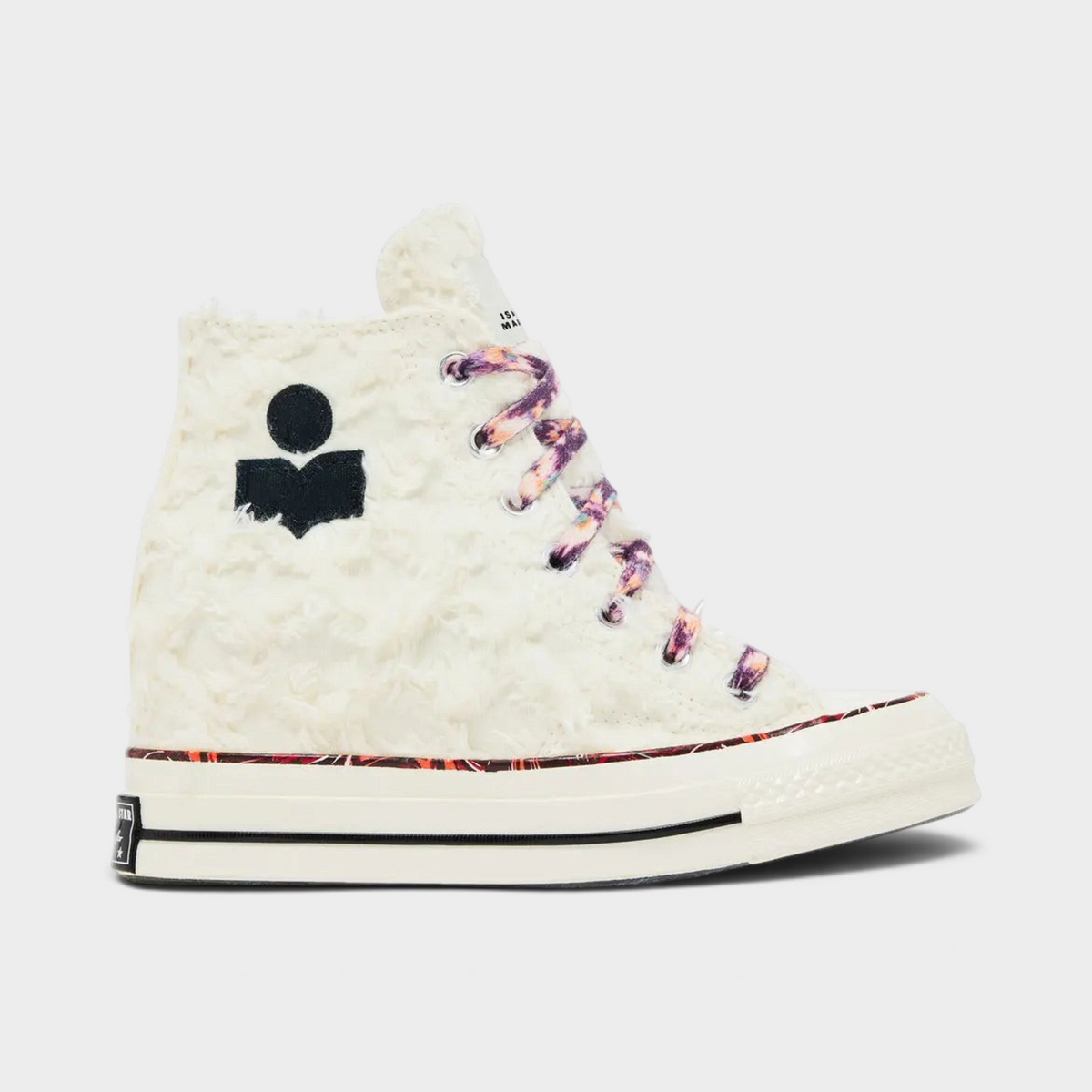 Supplied Fashion Chuck 70 Internal Wedge Hi sneakers in vanilla white with textured canvas and patterned laces.