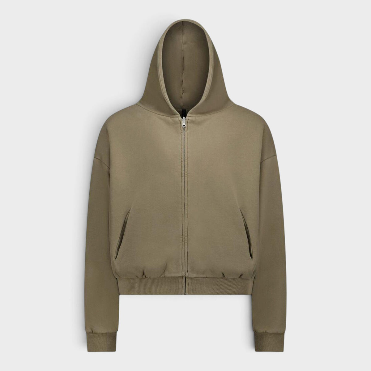 Thermal Zip-Up Hoodie Olive Green
