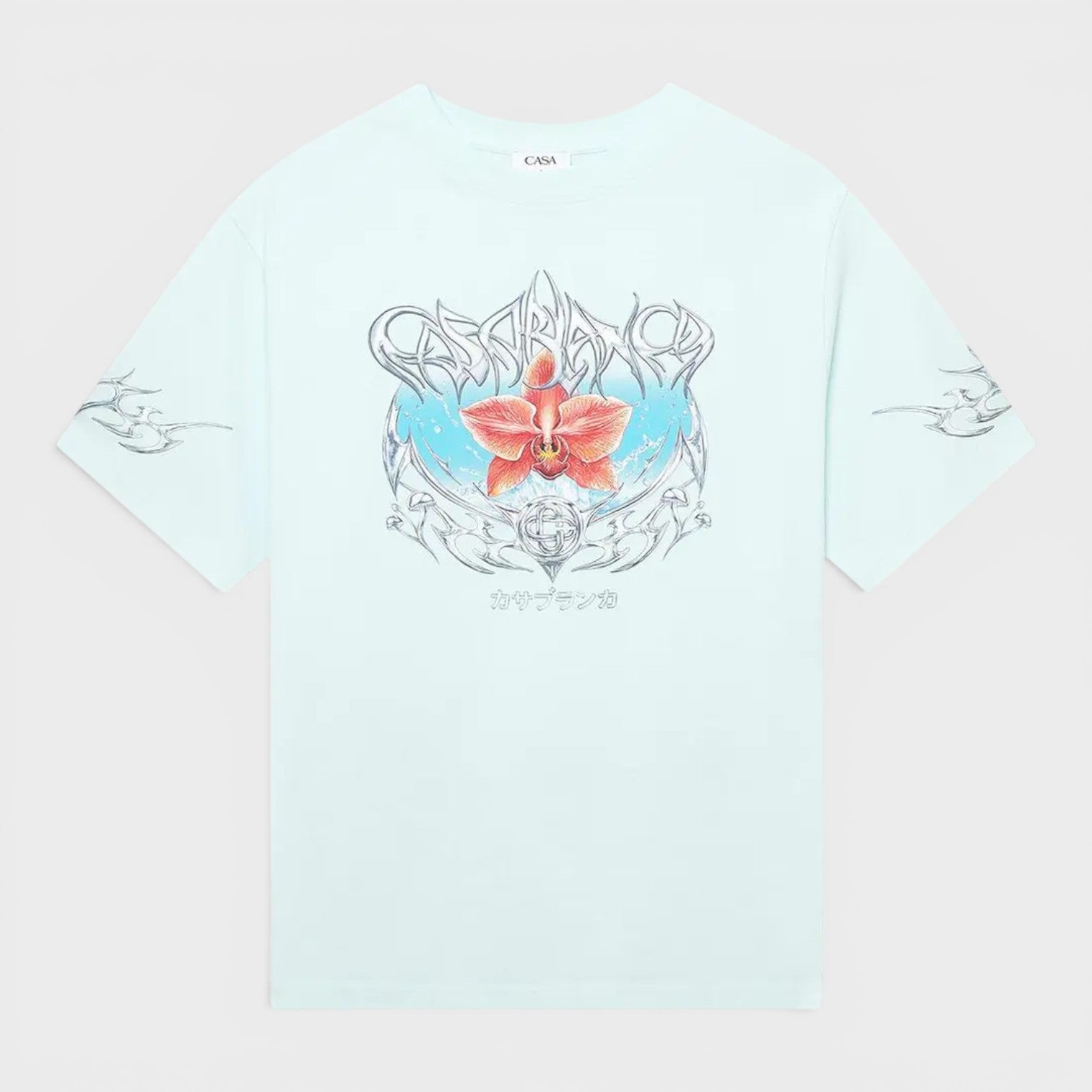 Blades Printed Oversized T-Shirt Pale Blue