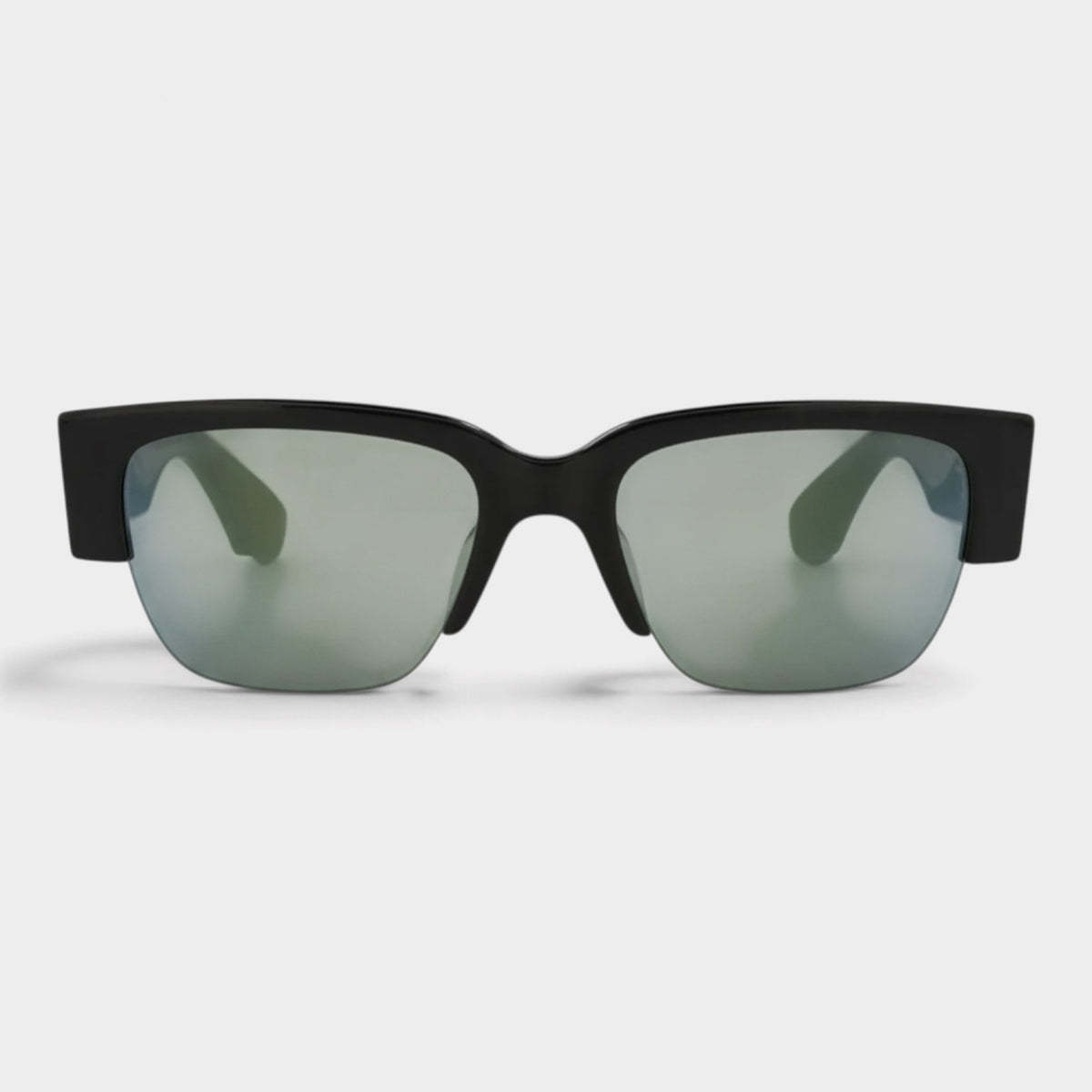 Square Frame Acetate Mirrored Sunglasses Black Green