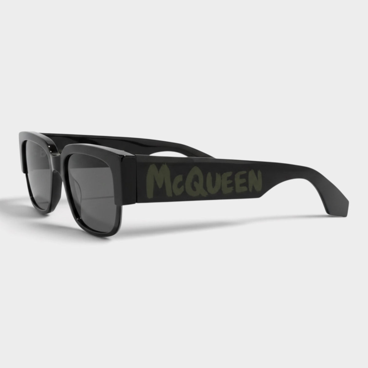 Square Frame Acetate Mirrored Sunglasses Black Green