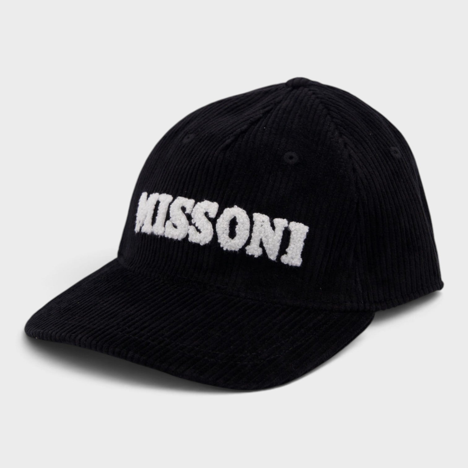 Corduroy Tufted Logo Cap Black White