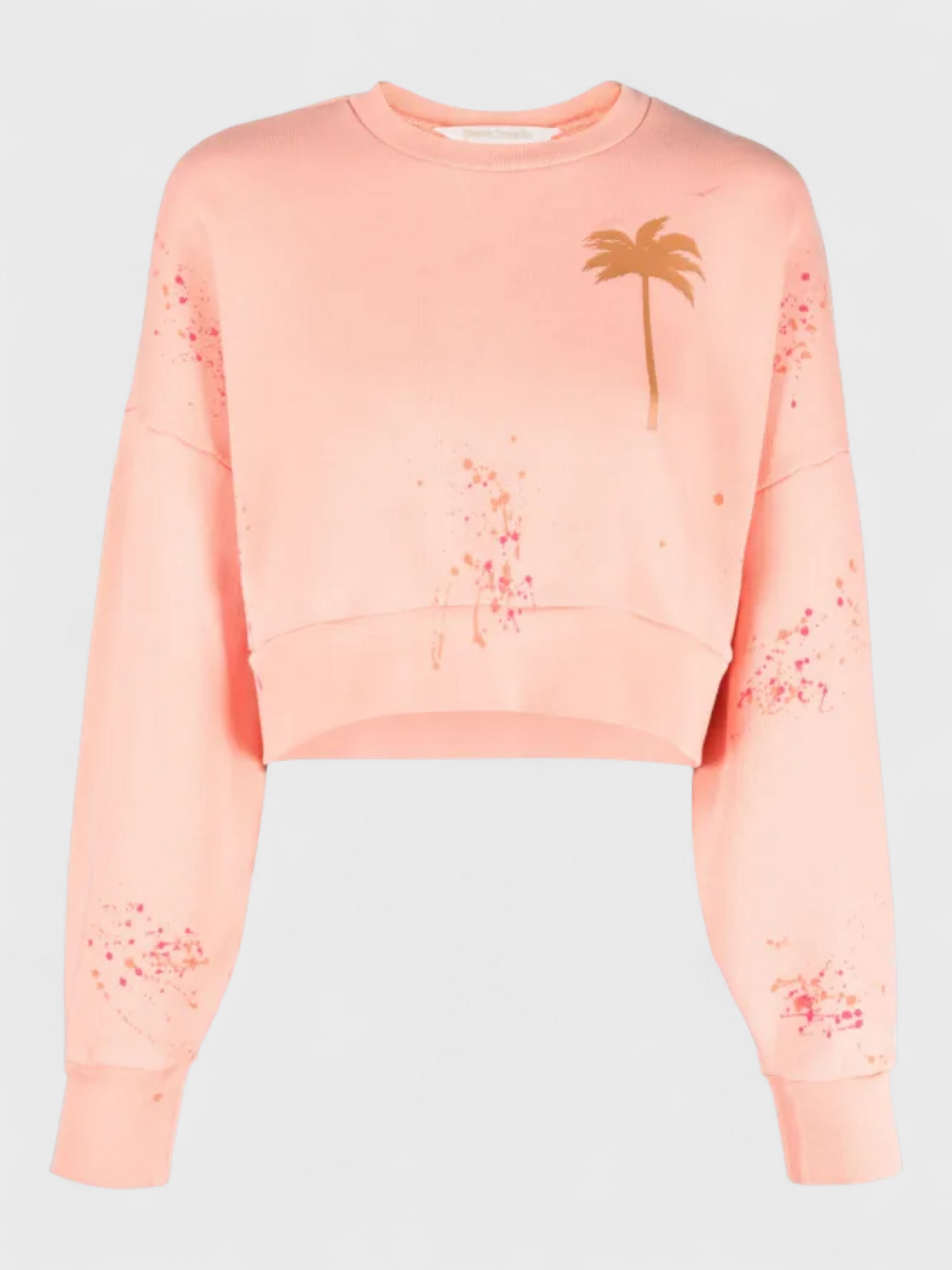 Palm Angels Painted Cropped Crew Coral Sweatshirt