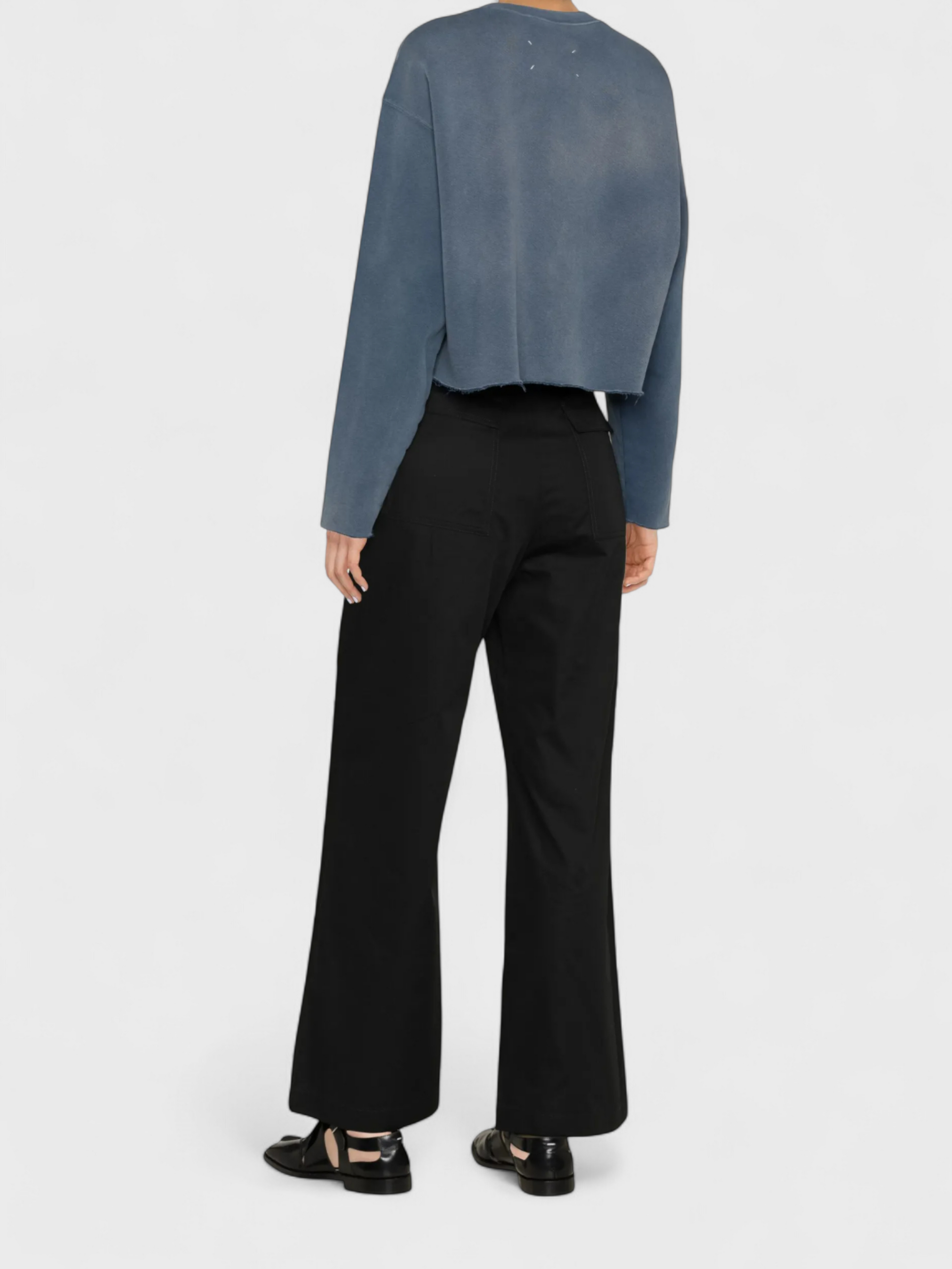 Maison Margiela Logo Faded Cropped Sweatshirt Blue