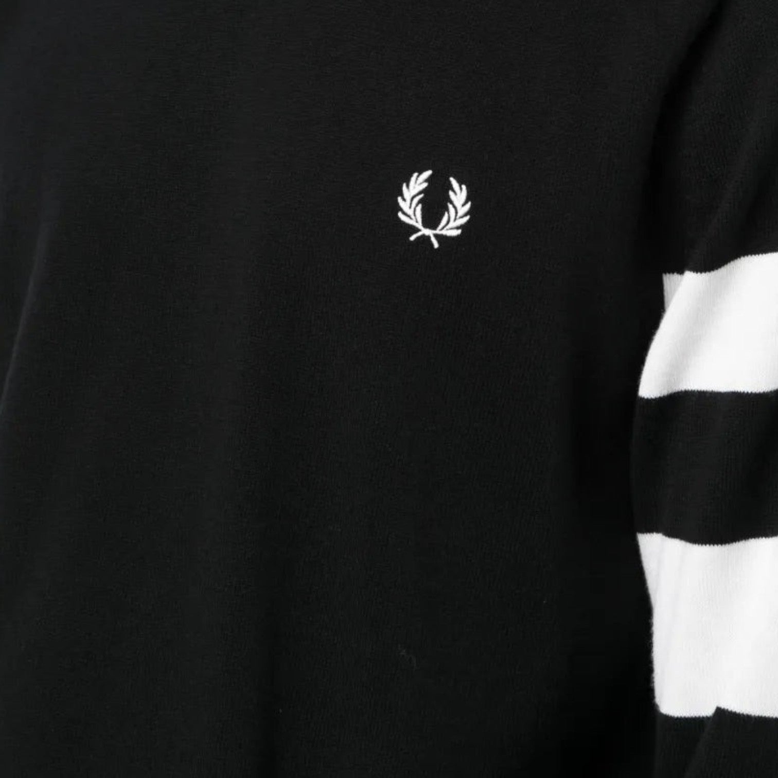 Ringer Embroidered Cotton Sweatshirt Black