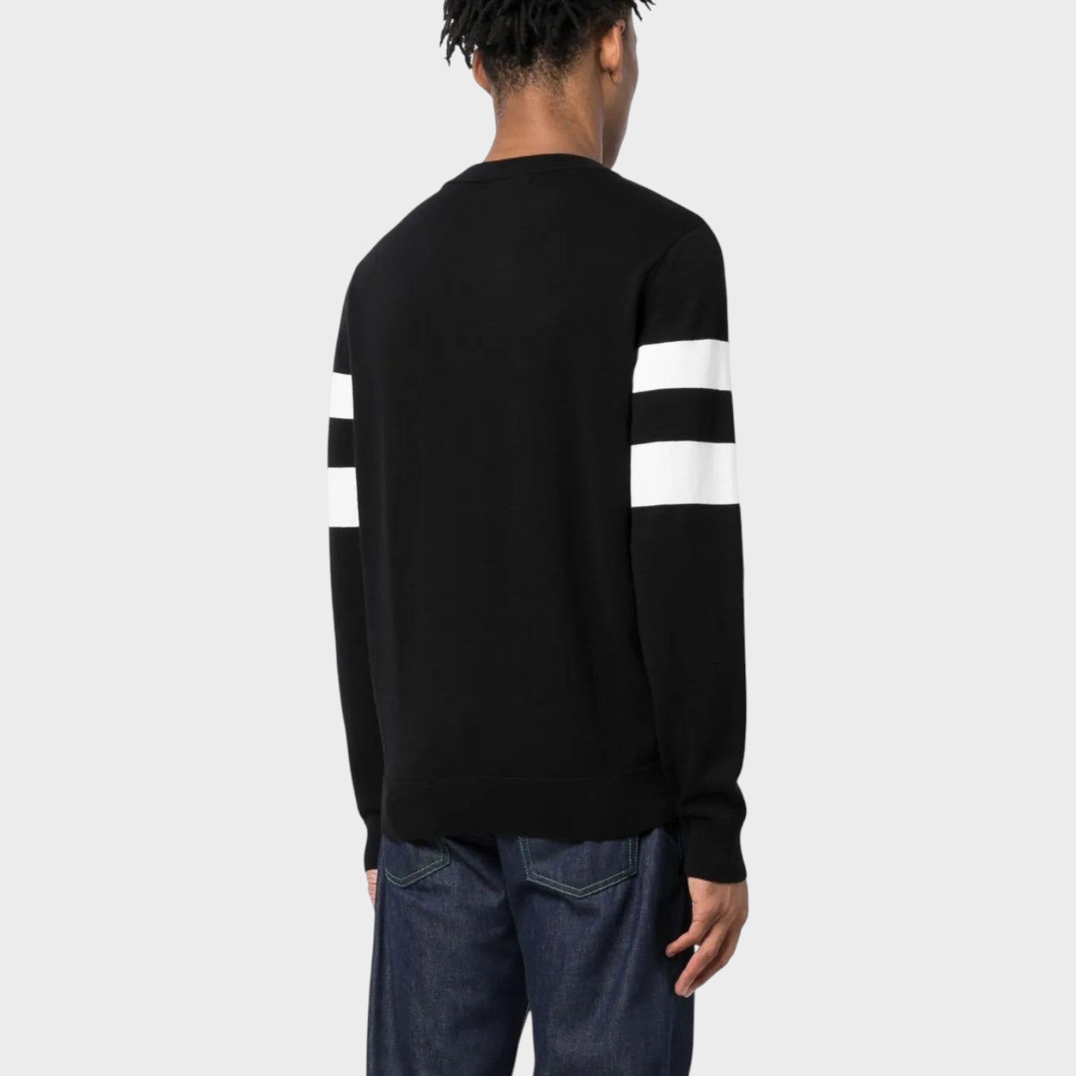 Ringer Embroidered Cotton Sweatshirt Black