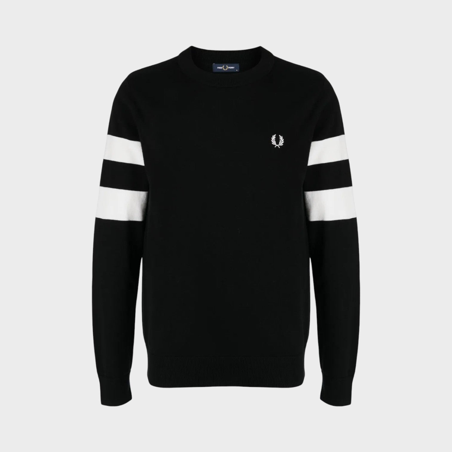 Ringer Embroidered Cotton Sweatshirt Black