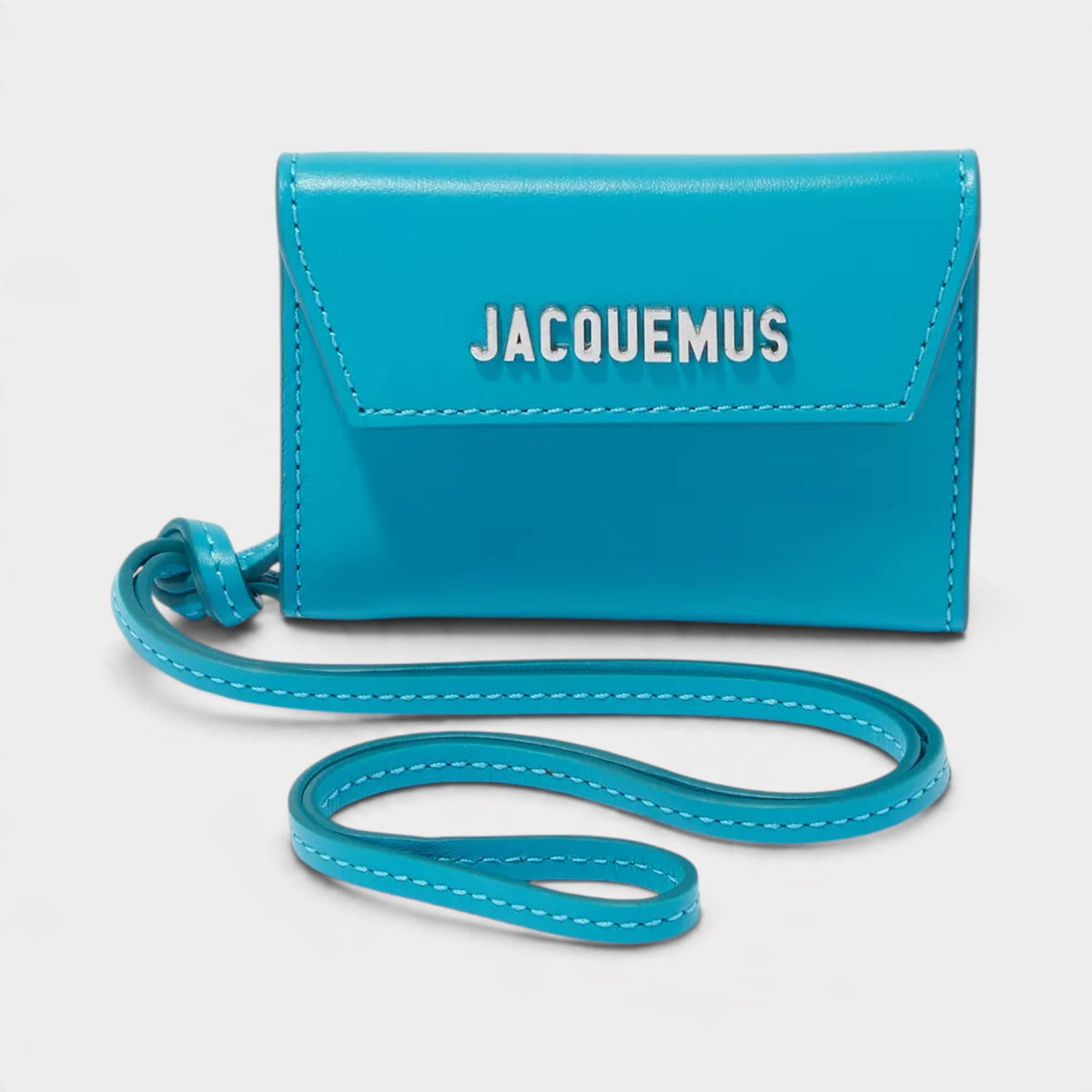 Logo Le Porte Leather Lanyard Wallet Turquoise