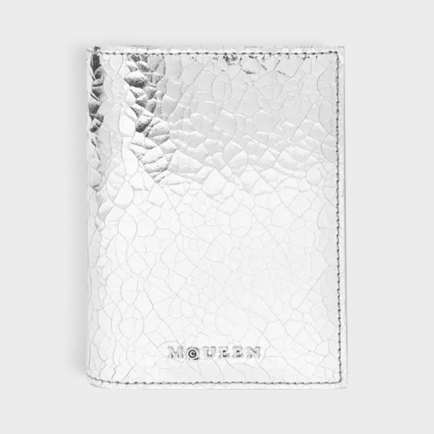 Logo Bi-Fold Cardholder Crackled Sliver Metallic