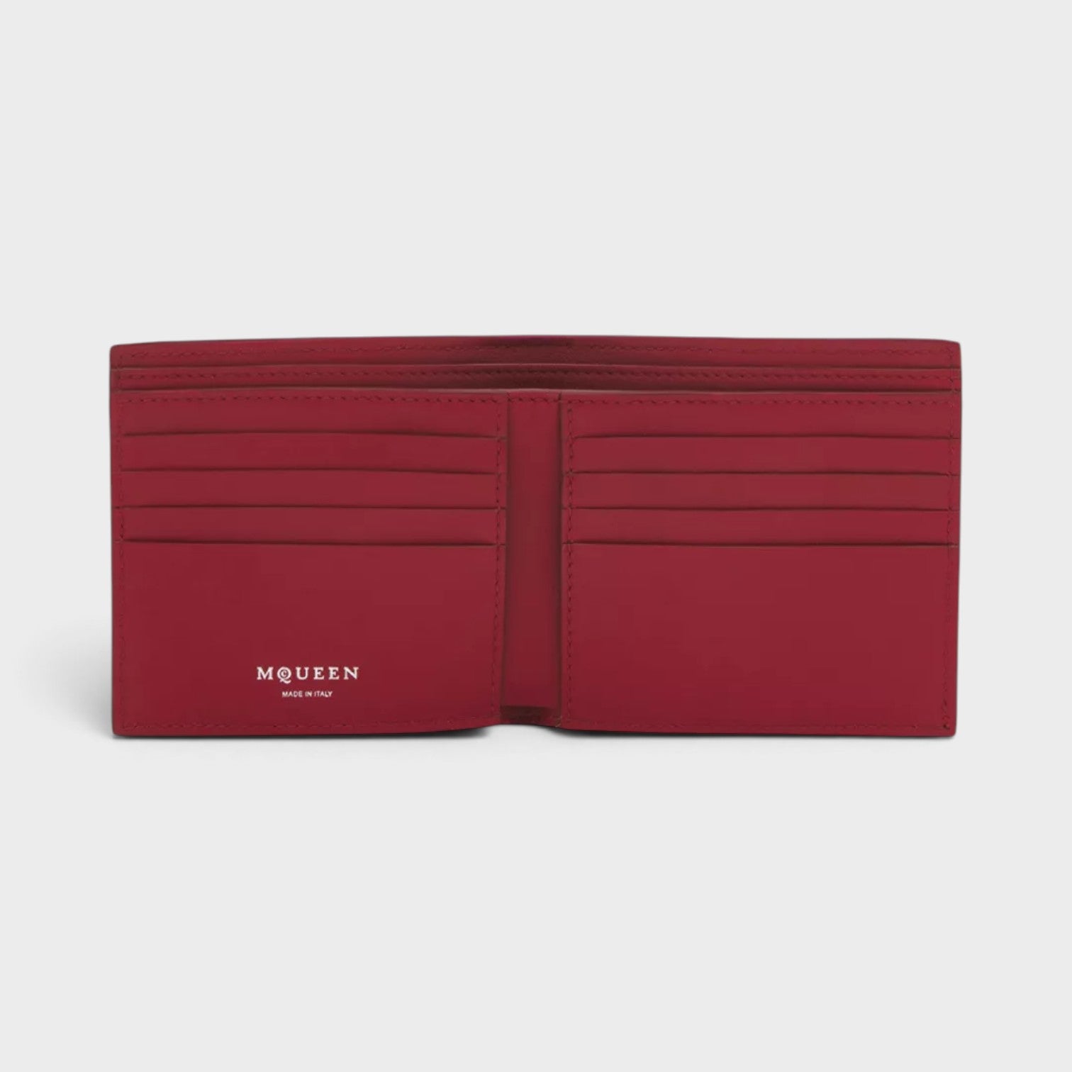 Logo Bi-fold Wallet Crackled Leather Cranberry Red