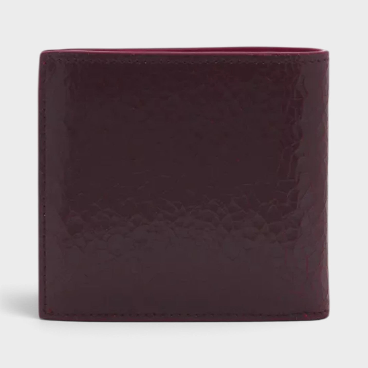 Logo Bi-fold Wallet Crackled Leather Cranberry Red