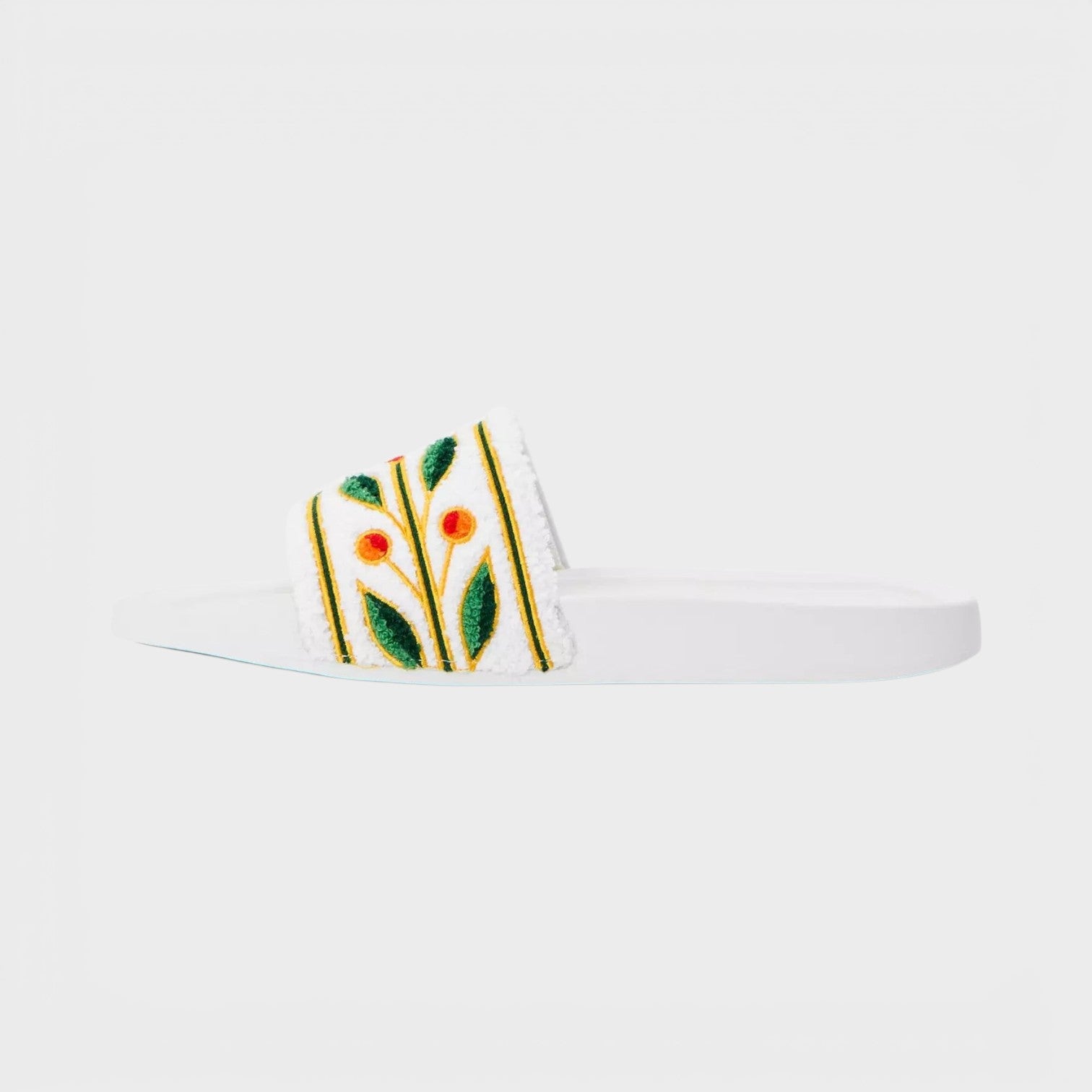 Embroidered Terry Slider White