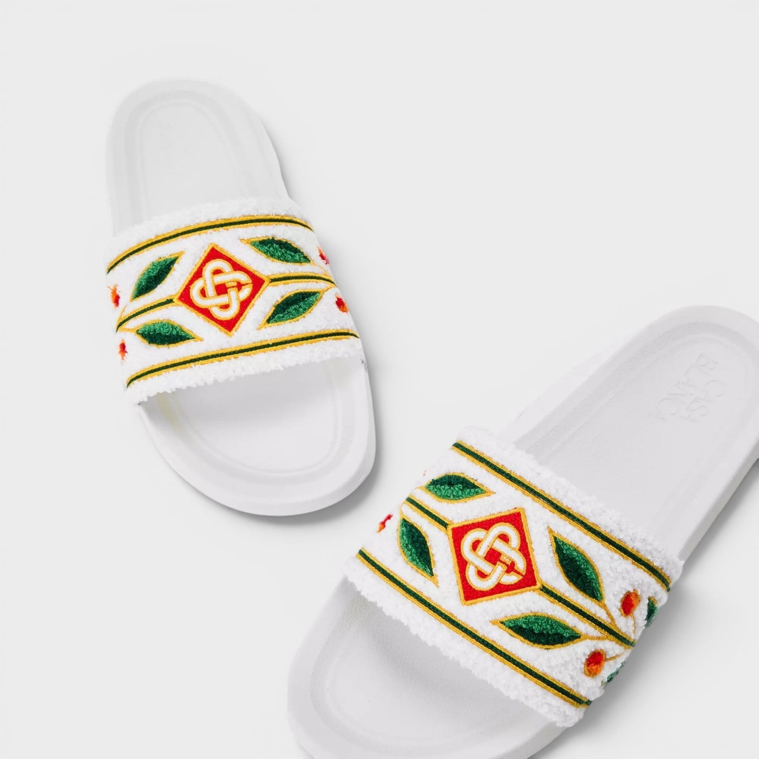 Embroidered Terry Slider White