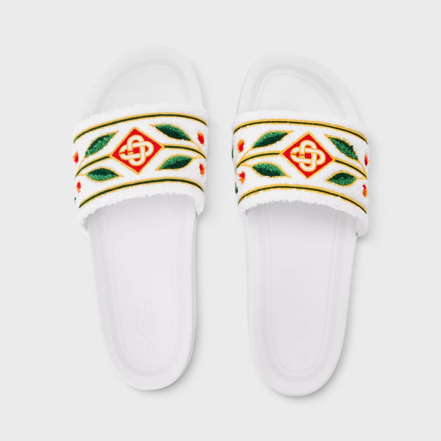 Embroidered Terry Slider White