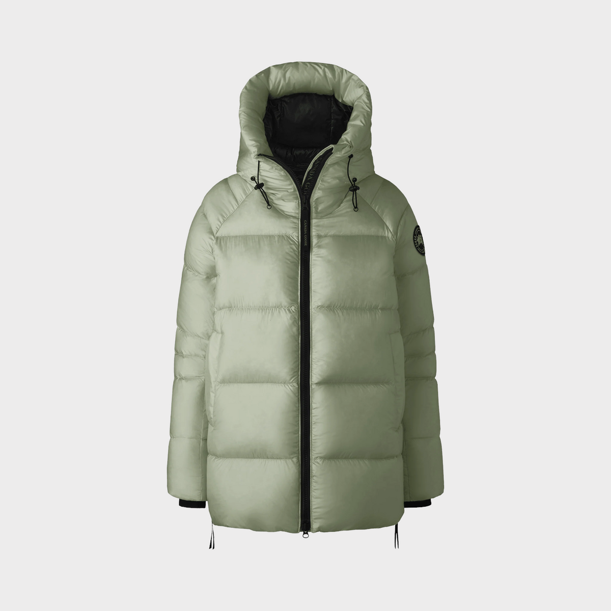 Supplied Fashion Canada Goose Cypress Black Label puffer jacket in cedar green with down insulation and hood.