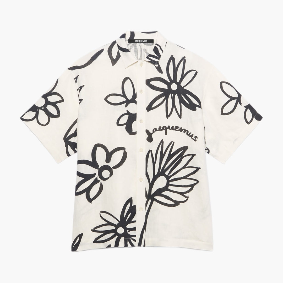 La Chemise Moisson Print Black White Flowers