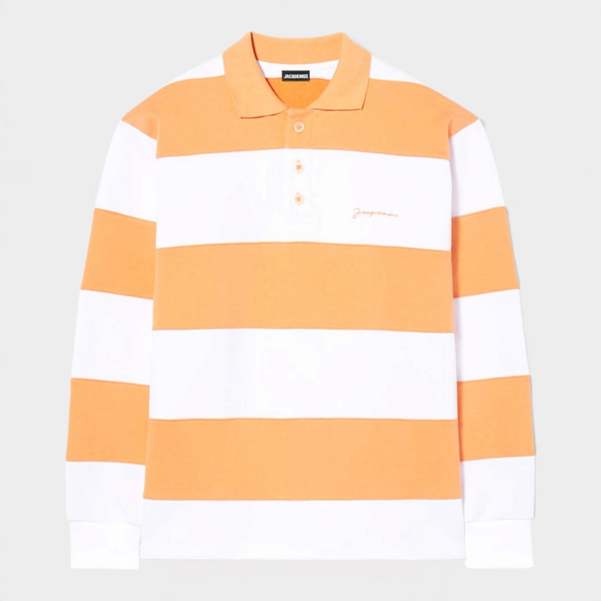 Logo Polo Shirt Striped Long Sleeve Orange White
