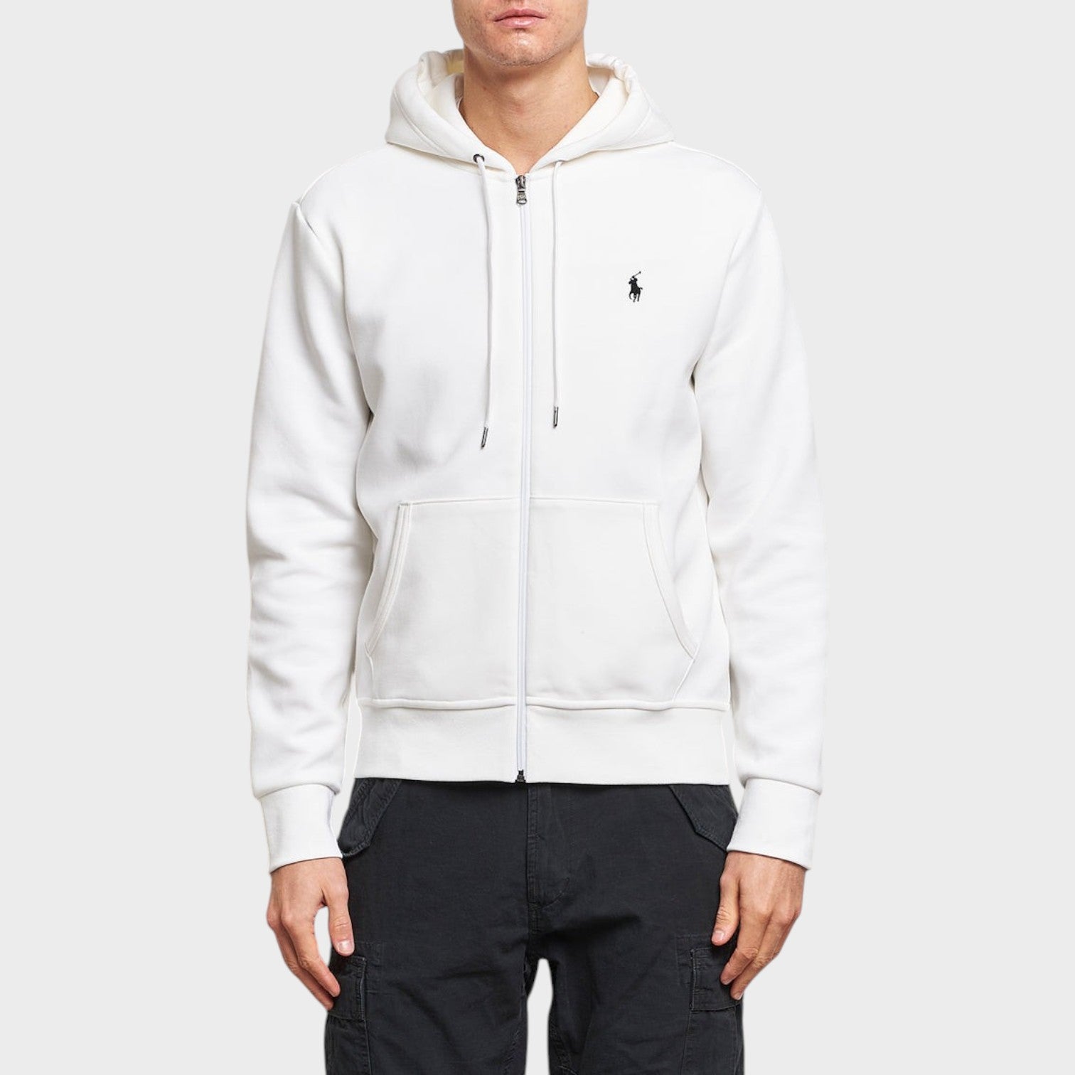 Double Knitted Full-Zip Hoodie White