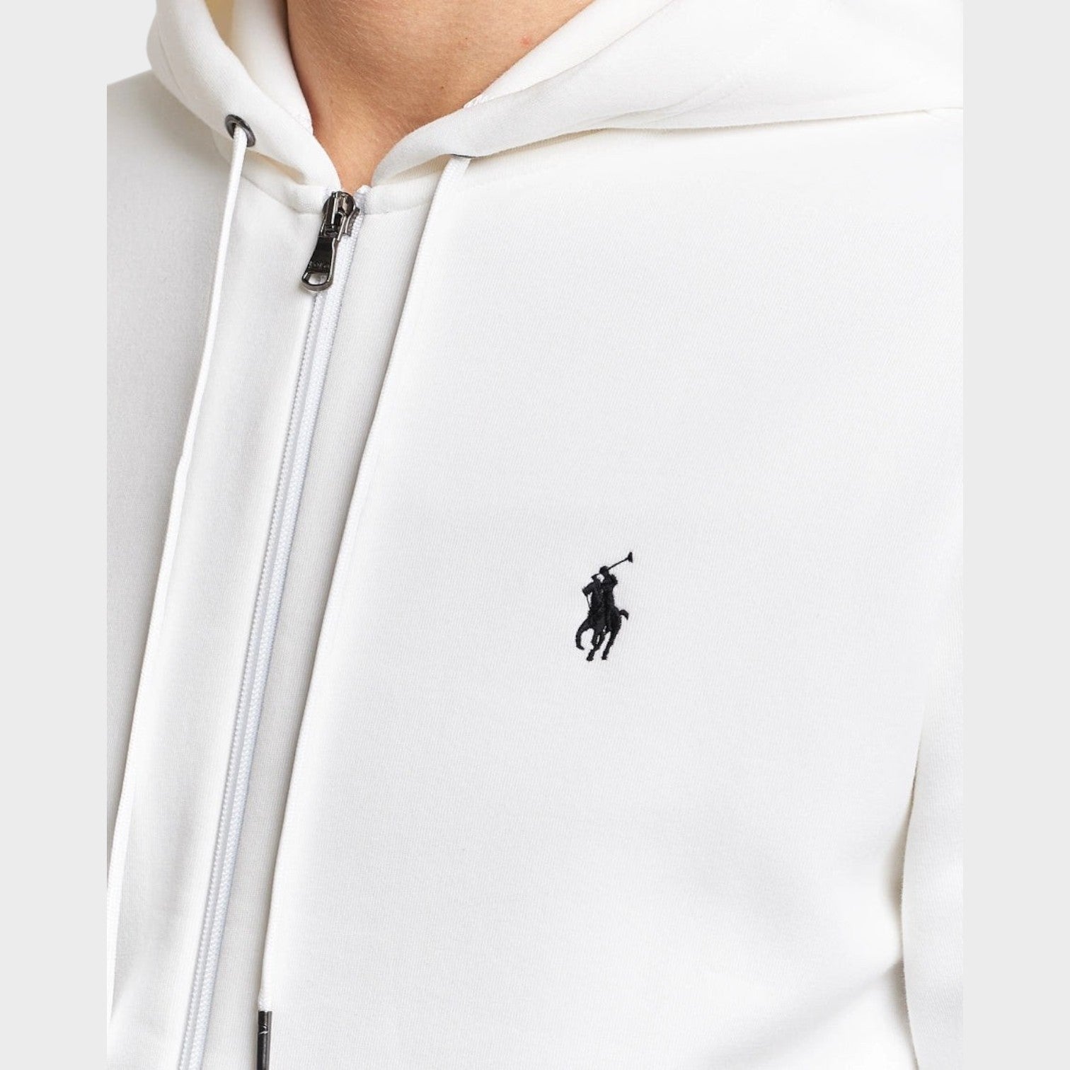 Double Knitted Full-Zip Hoodie White
