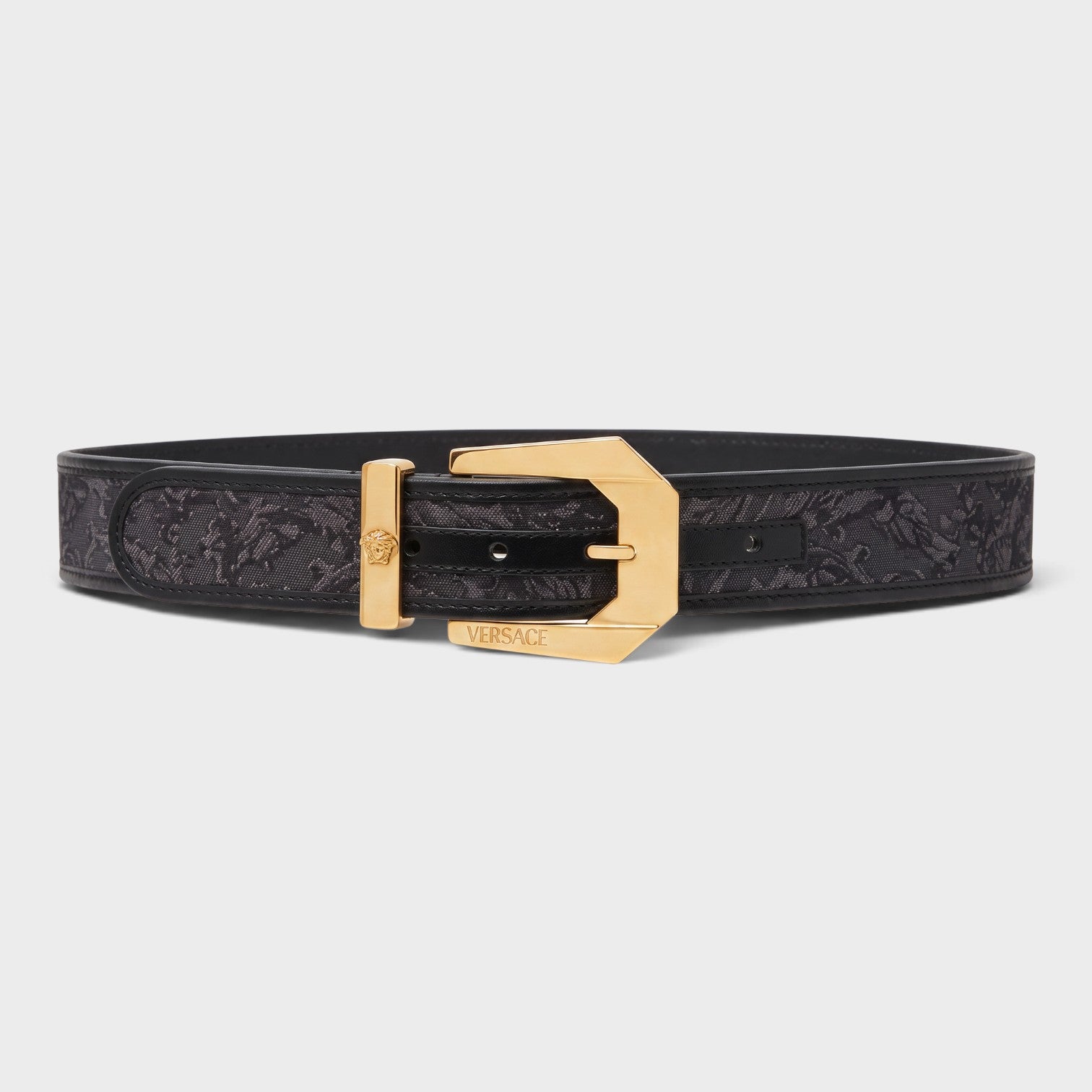 Barocco Medusa Heritage Jacquard Belt Gold Black
