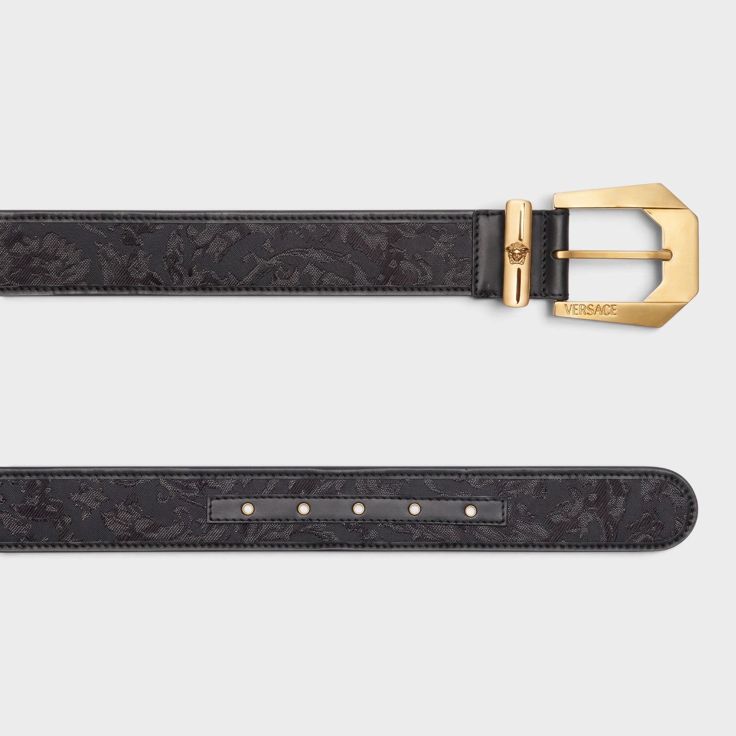 Barocco Medusa Heritage Jacquard Belt Gold Black