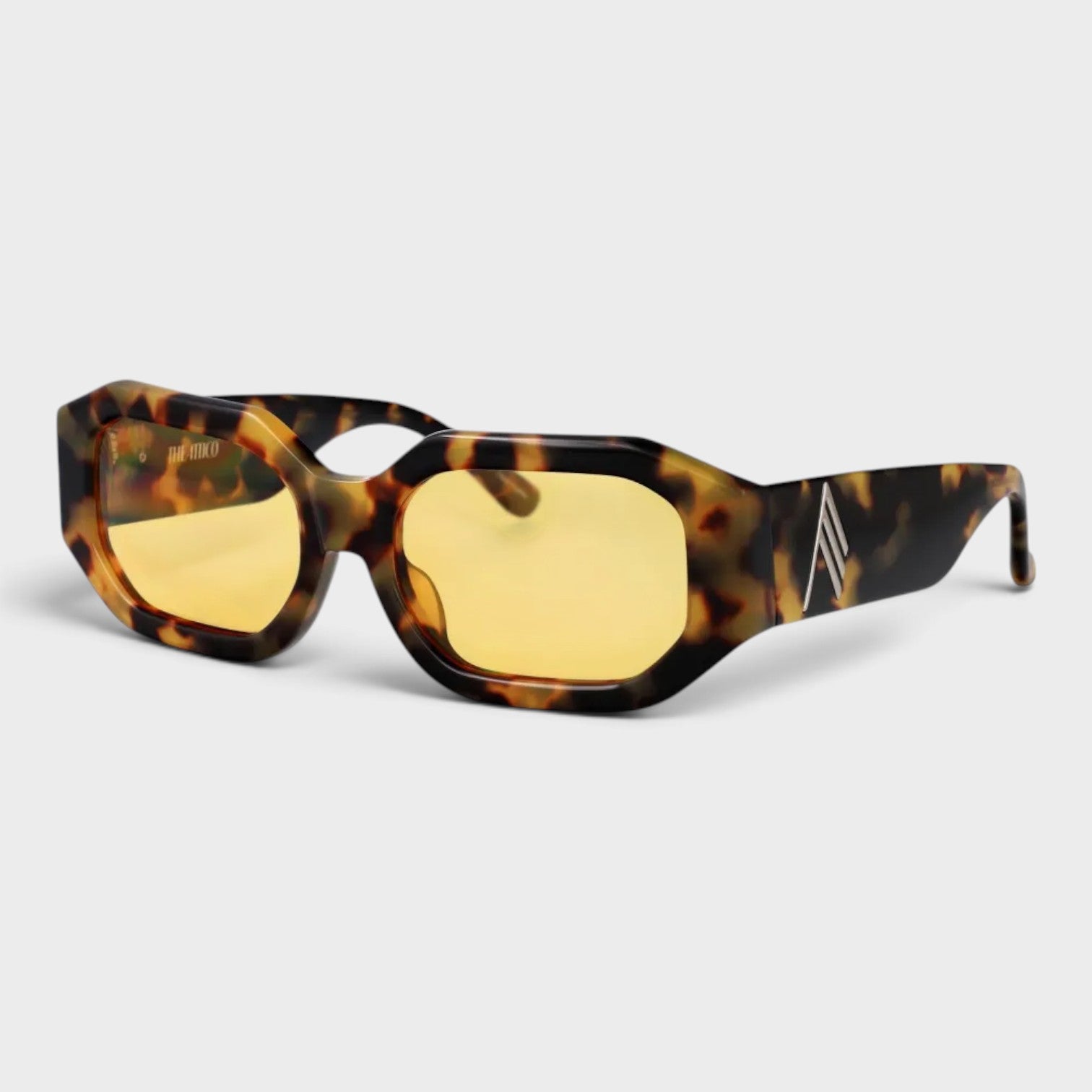 Linda Farrow Blake Octagonal Sunglasses Havana Brown Yellow