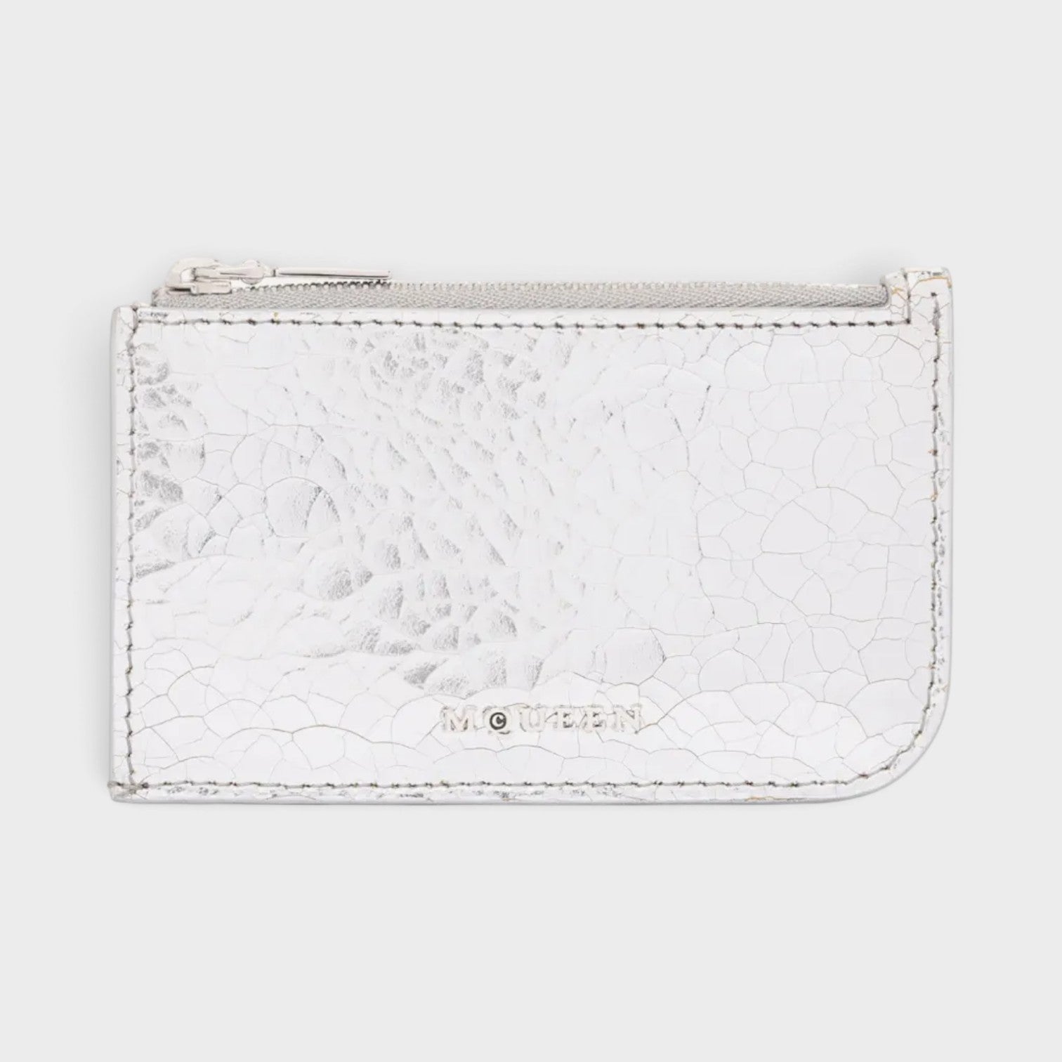 Sling Logo Zip Card Case Crackled Silver