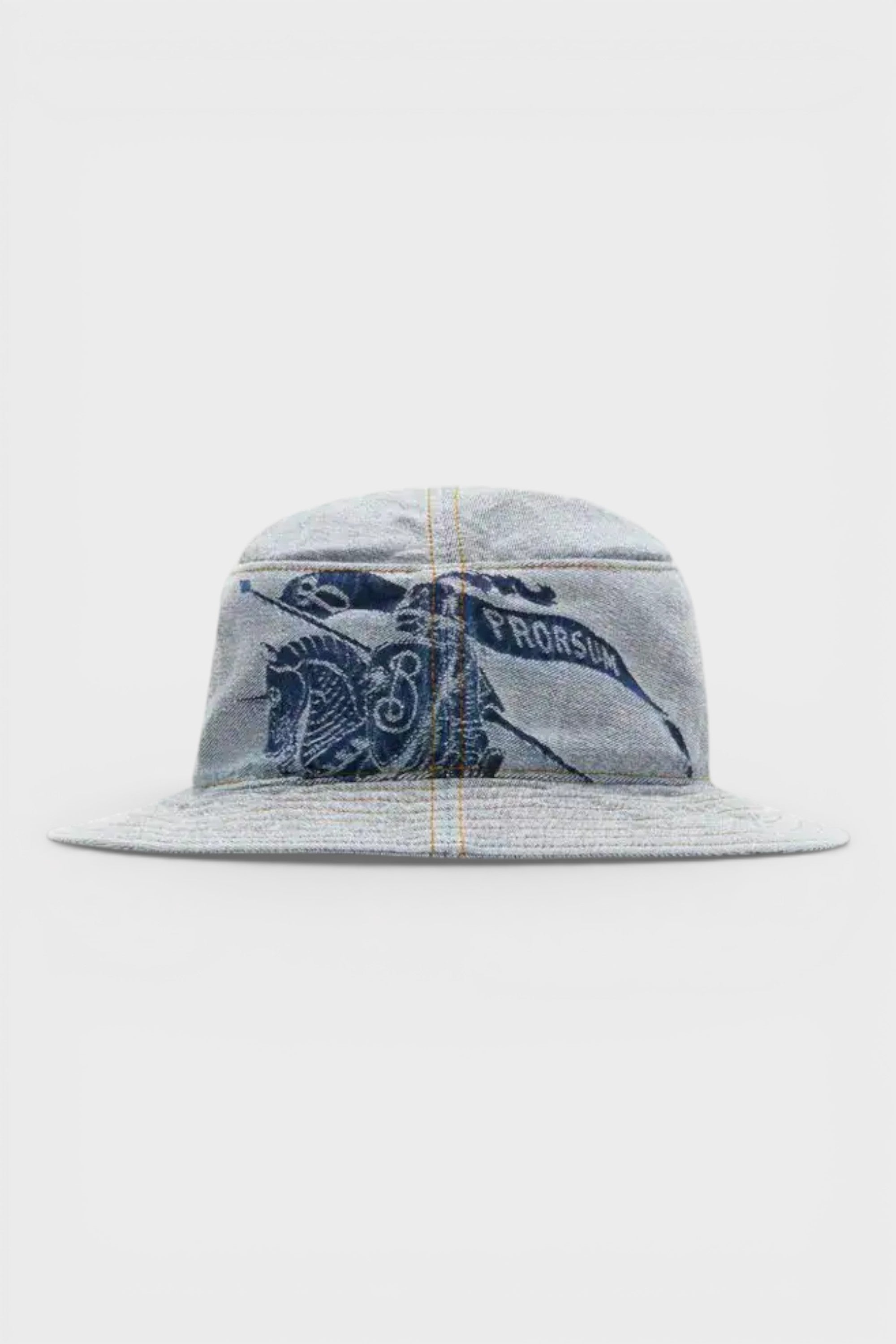 Burberry Logo Print Denim Bucket Hat Blue