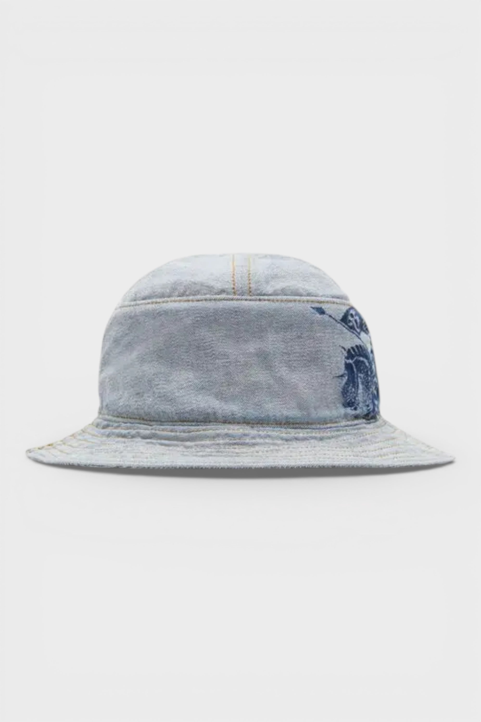Burberry Logo Print Denim Bucket Hat Blue
