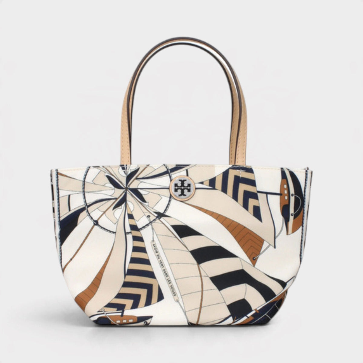 Nylon Printed Mini Tote Beige Sailboat