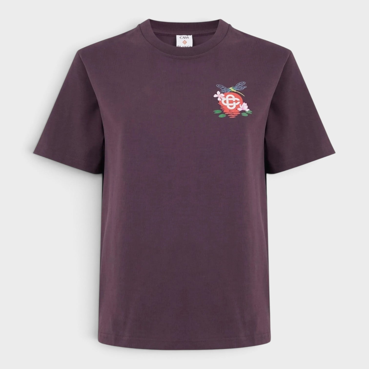 Dragonfly Floral Print T-Shirt Dark Purple