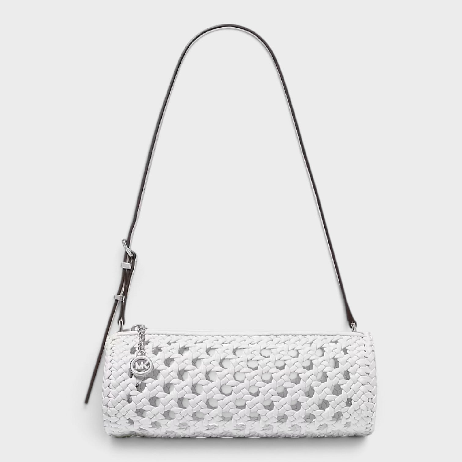 Izzy Small Crocheted Barrel Pochette Optic White