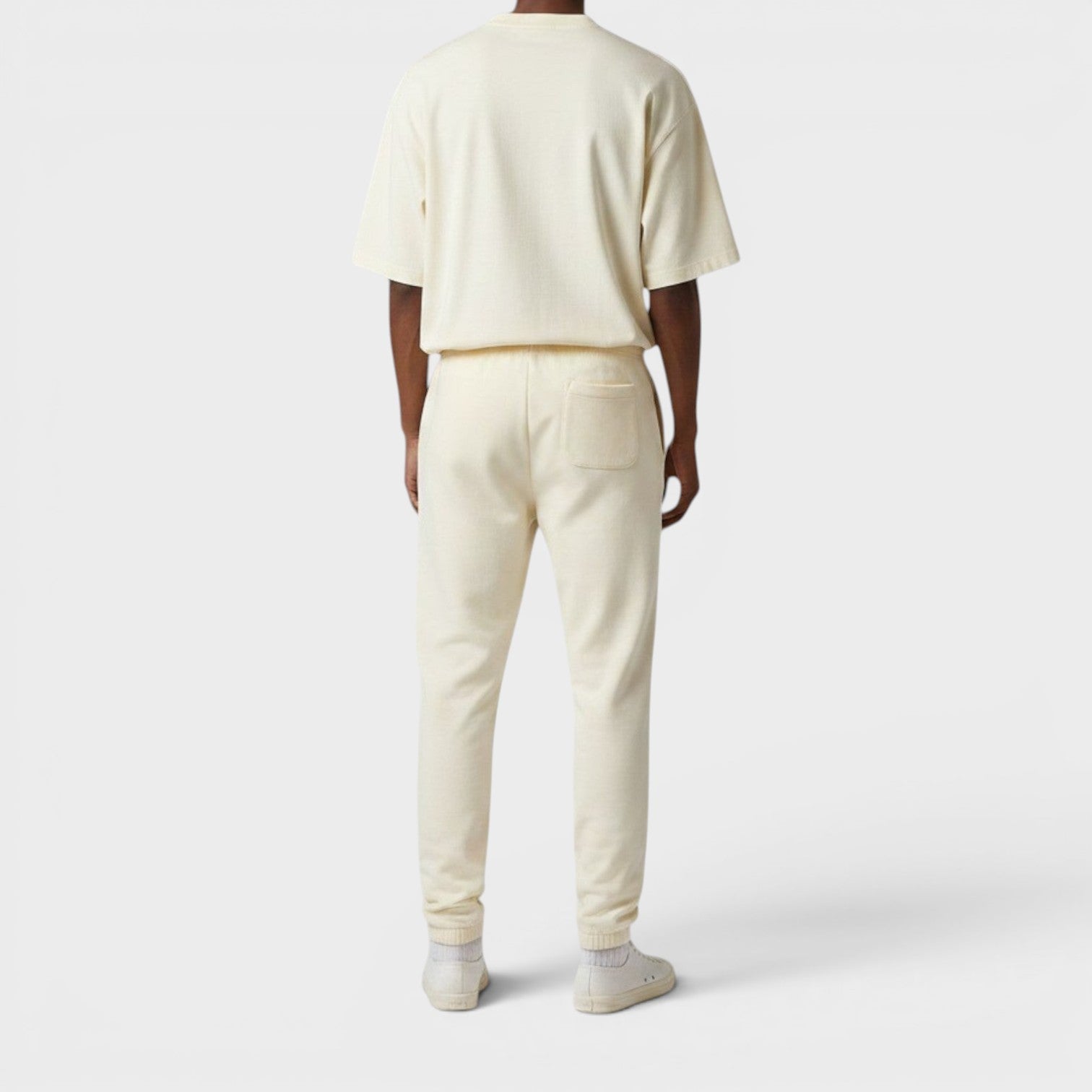 Logo Drawstring Track Pants Cream