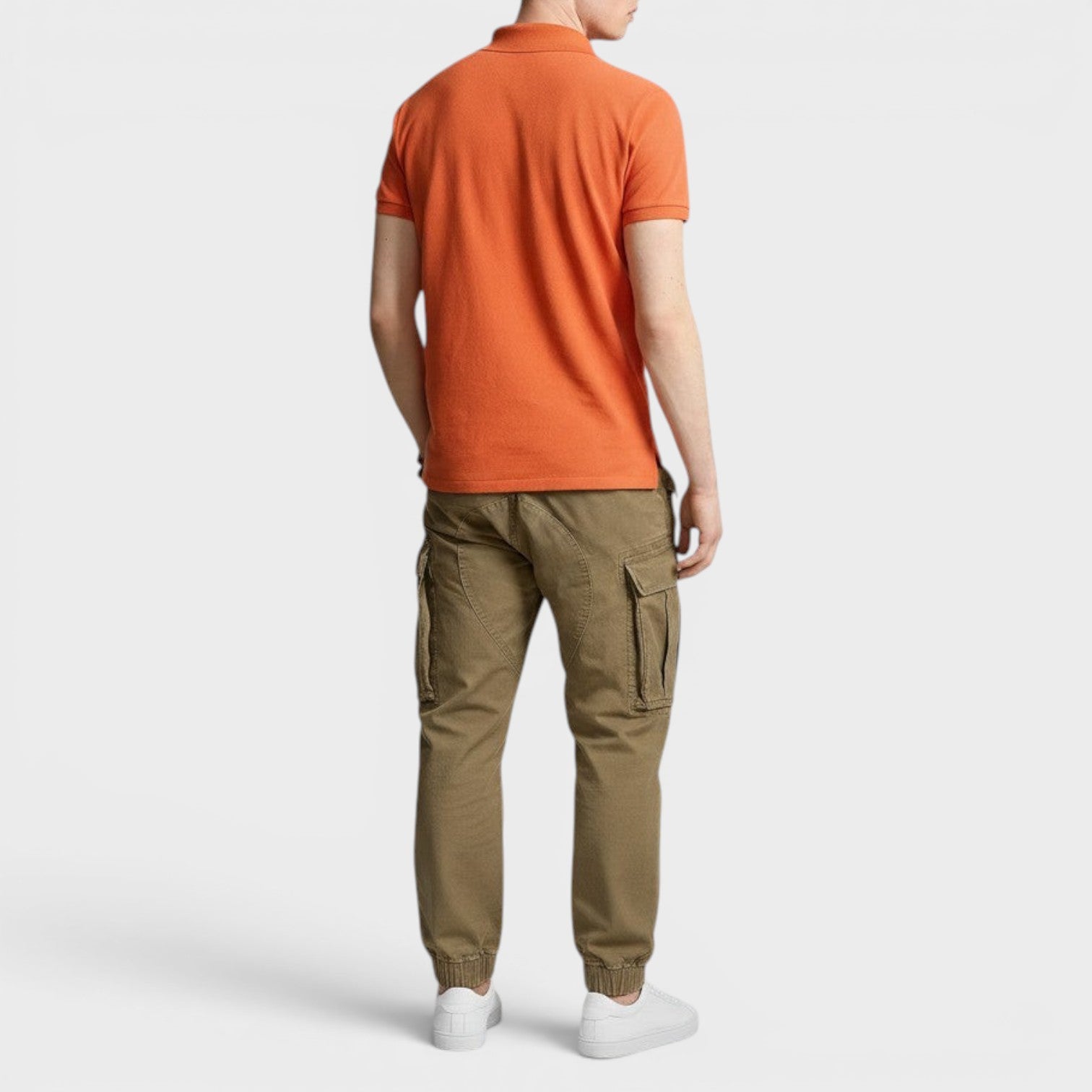 Polo Short Sleeve Logo Shirt Classic Fit Orange Green