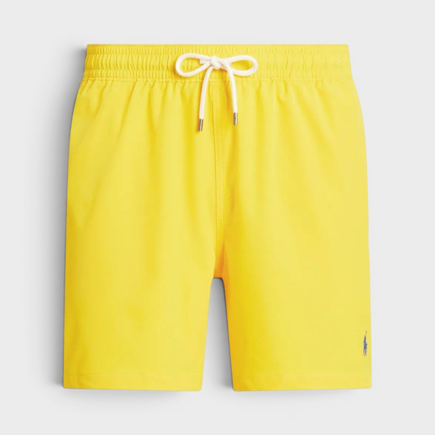 Drawstring Waist Logo Embroidered Swim Shorts Yellow Blue