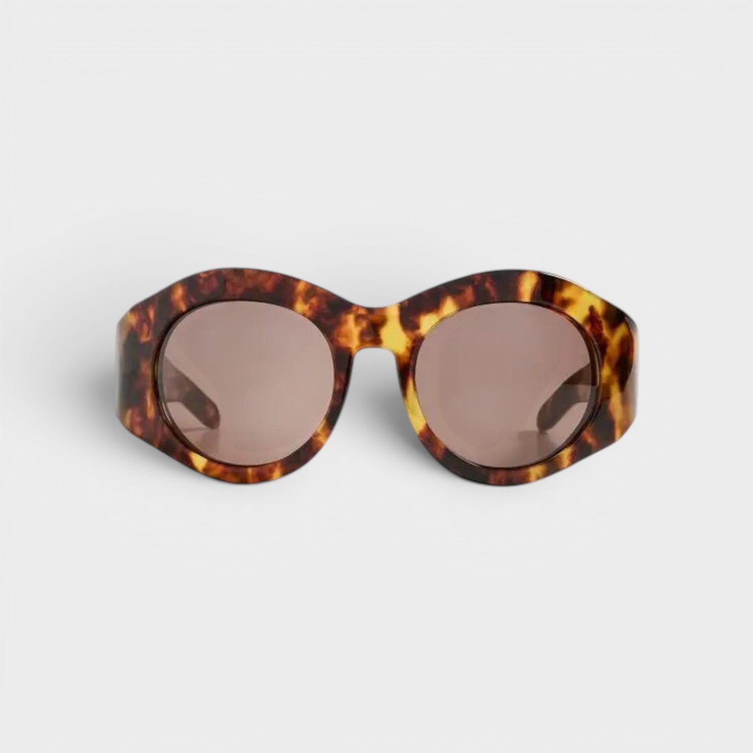 Round Goggle Acetate Sunglasses Tortoise Black