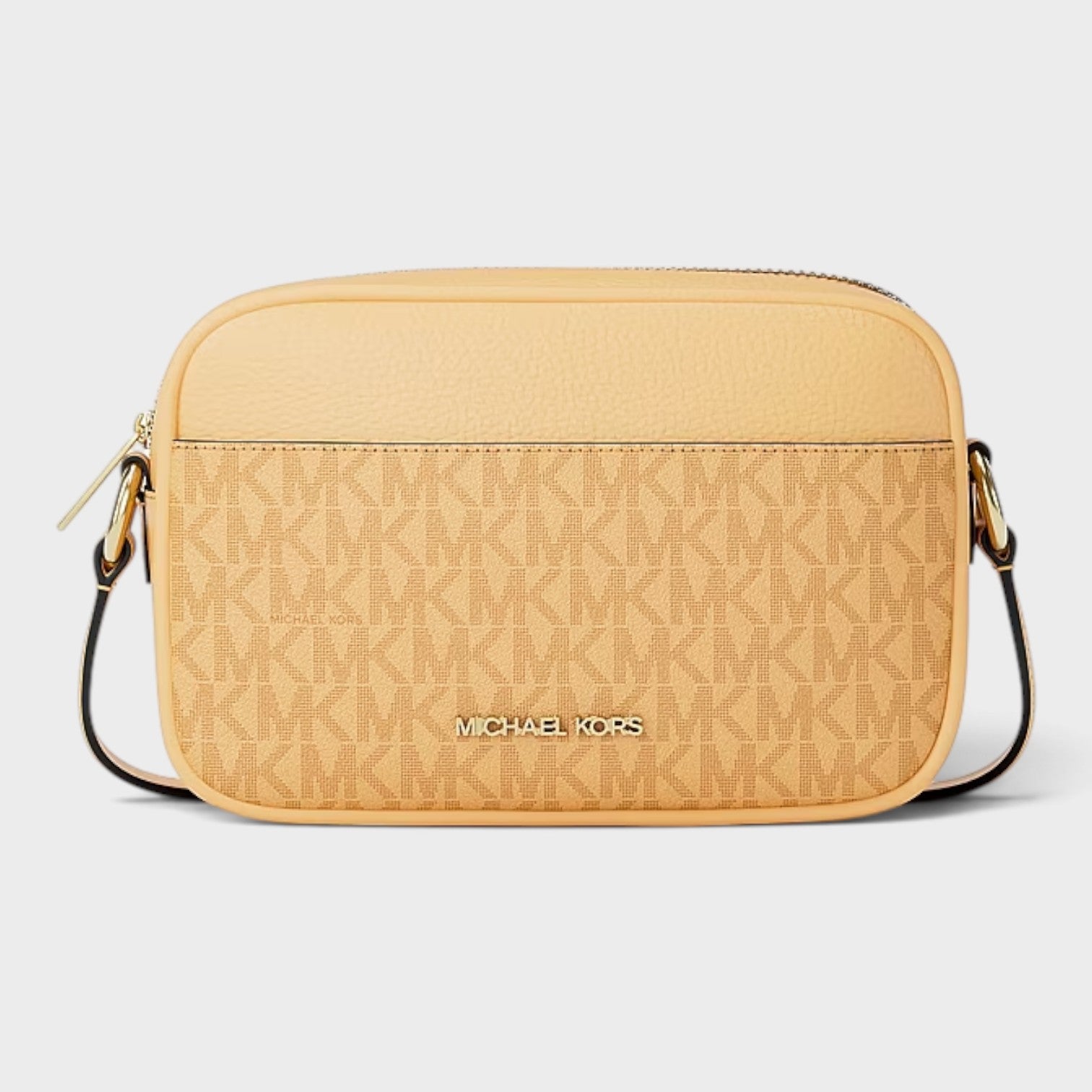 Jet Set Small Signature Logo Camera Crossbody Bag Honey Wheat