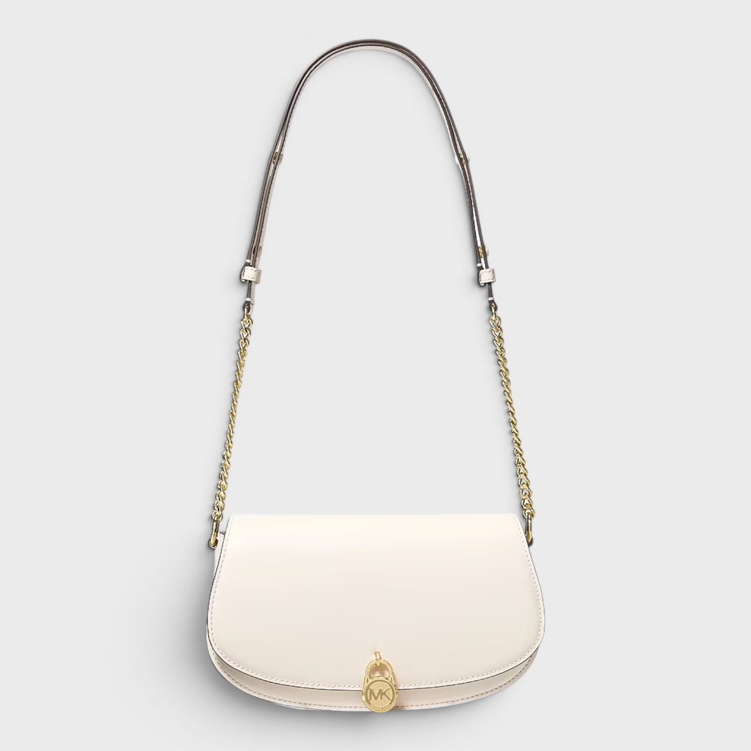 Mila Medium Leather Messenger Bag Cream