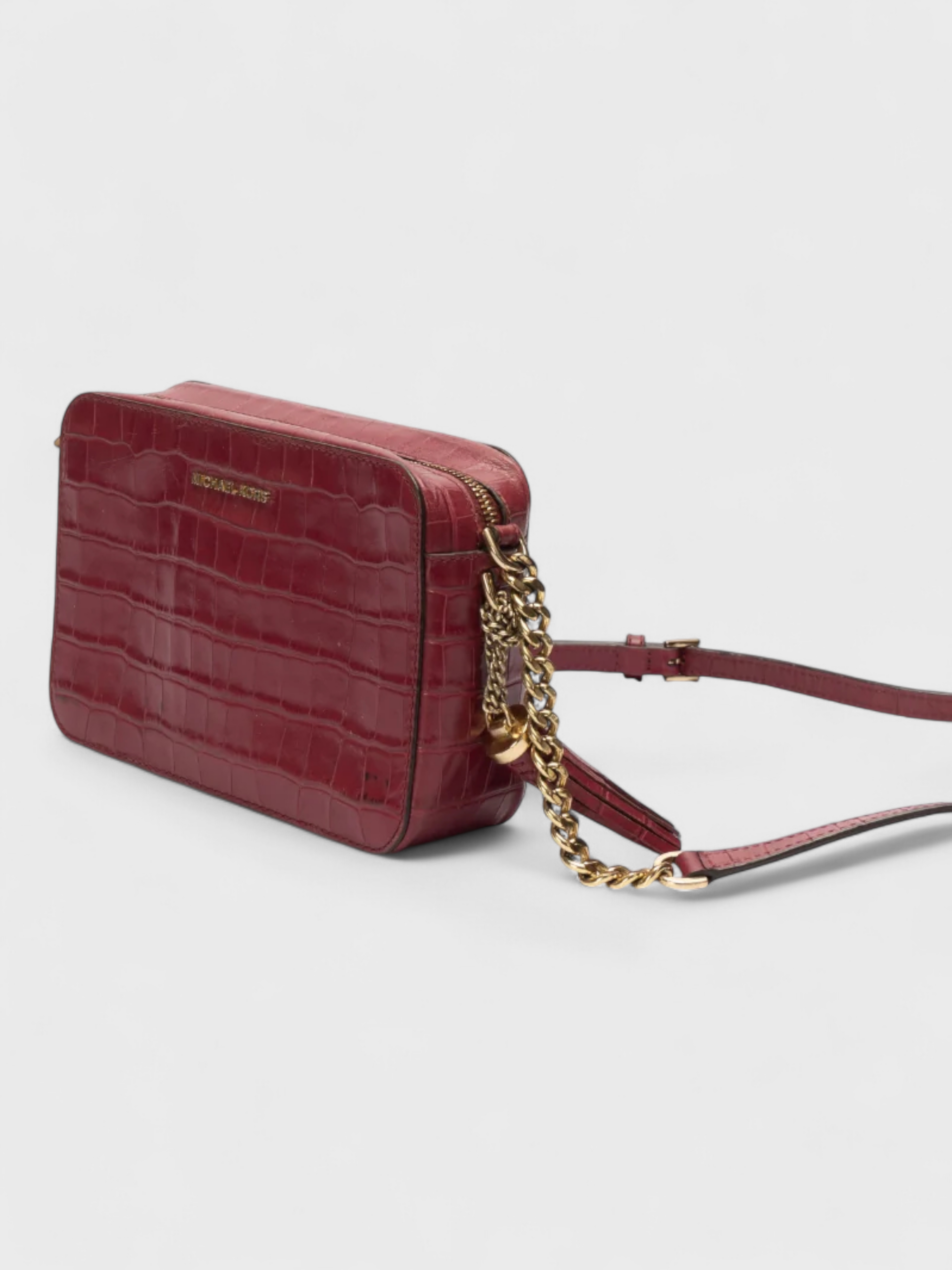 Michael Kors Ginny Medium Crocodile Embossed Leather Crossbody Bag