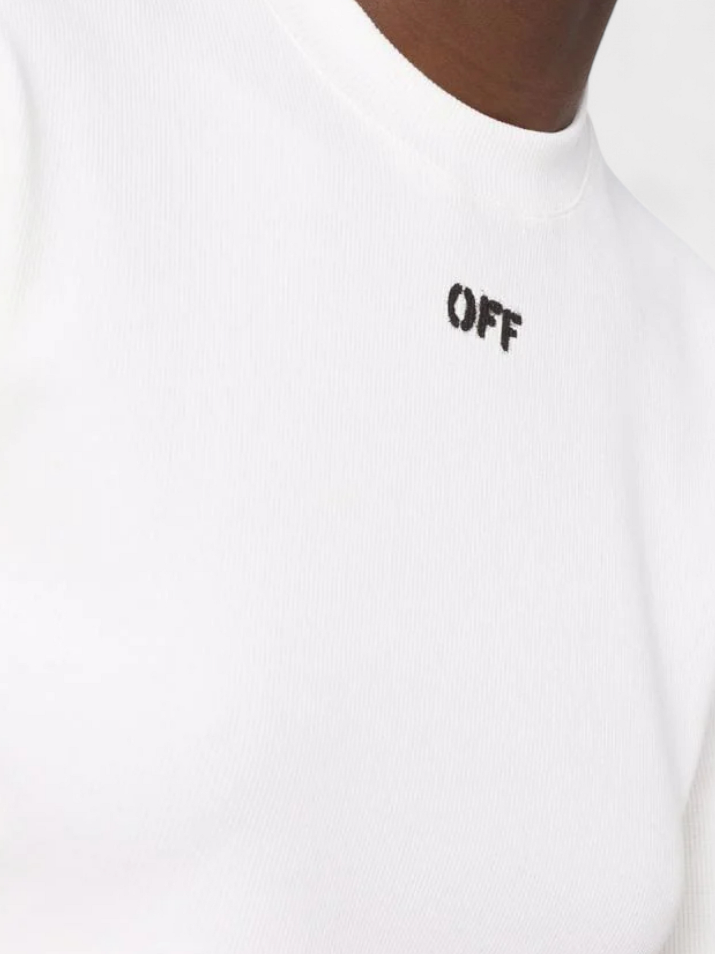 Off Stamp Rib Cropped Tee White Black