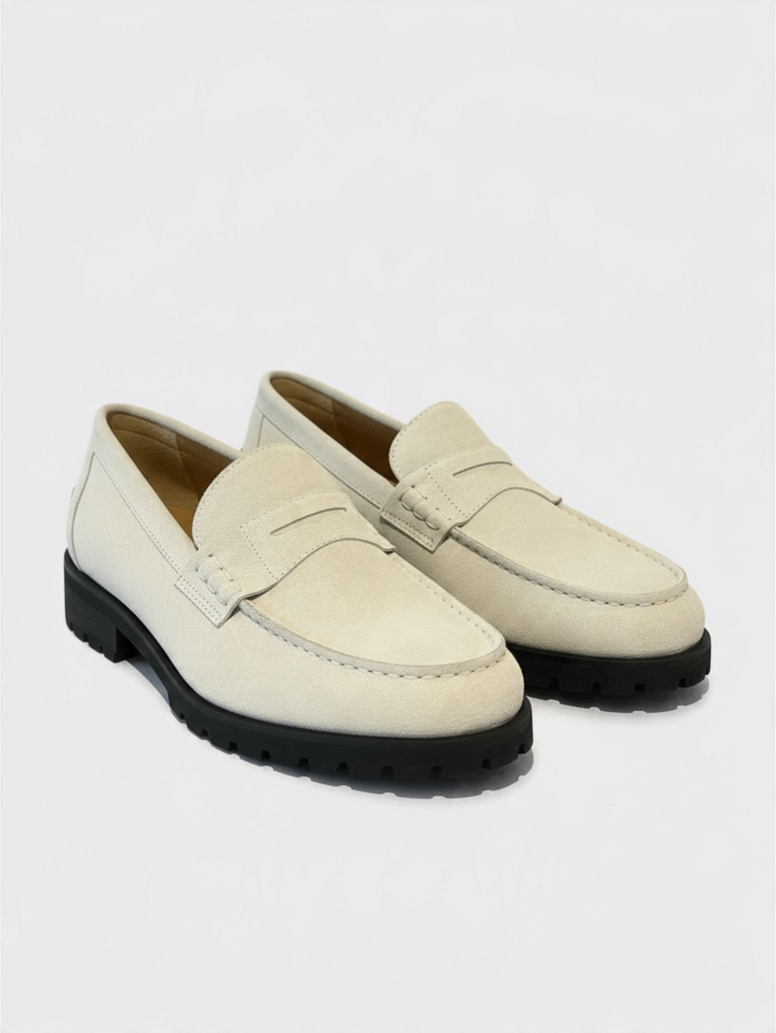 Country Suede Loafer Bone White