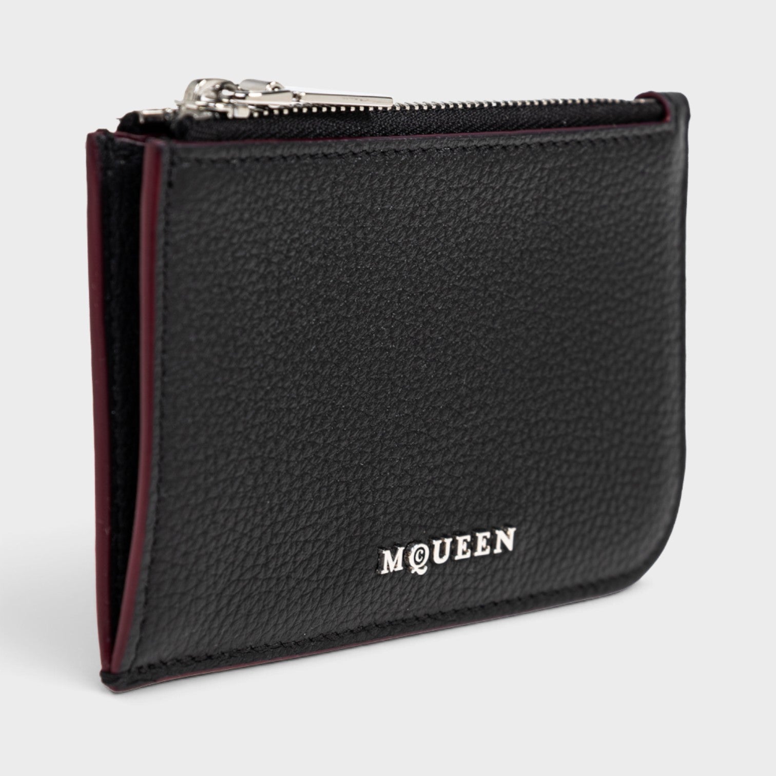 Logo Sling Zip Card Case Leather Black