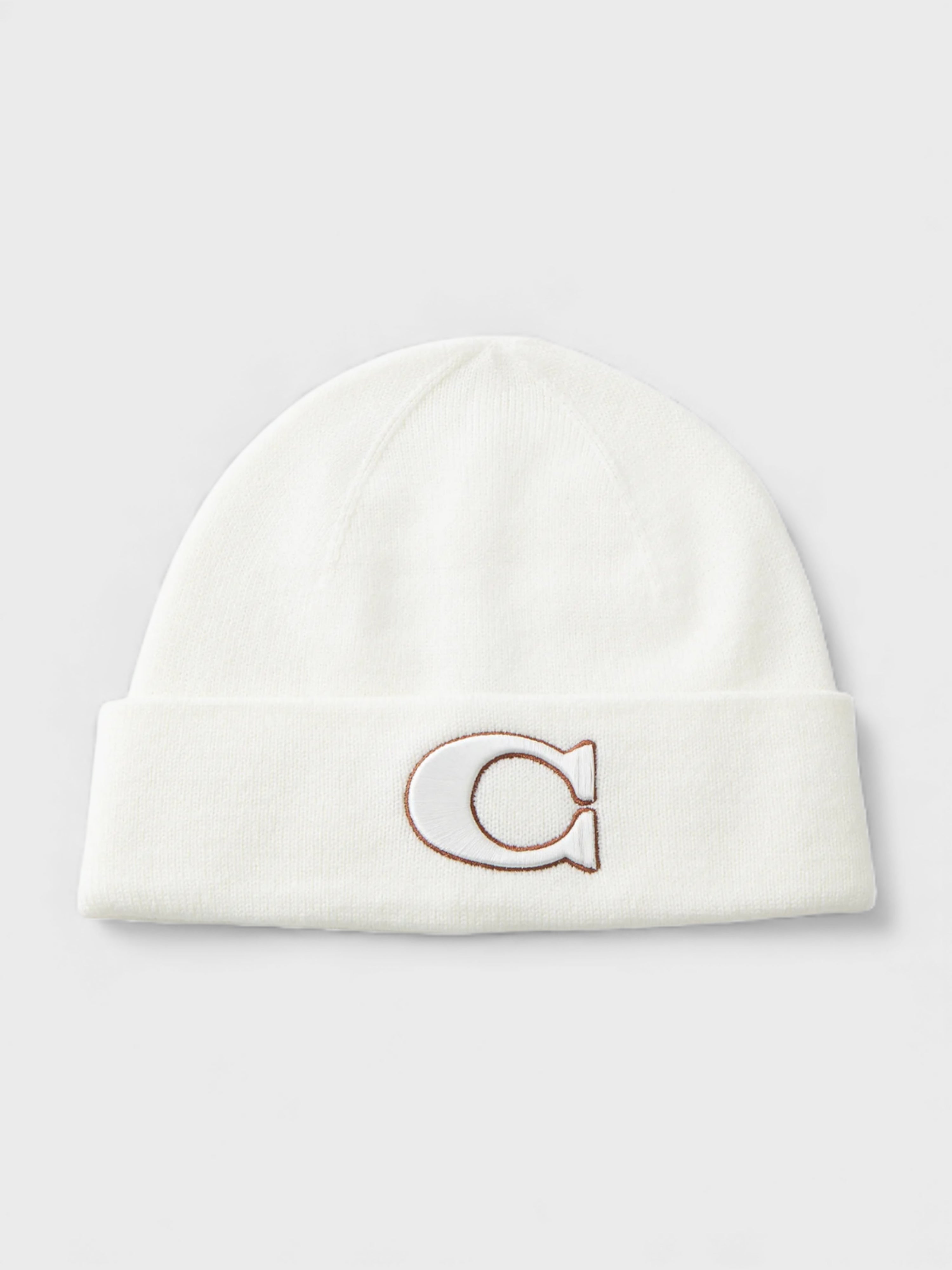 Coach Varsity Knit Beanie Chalk