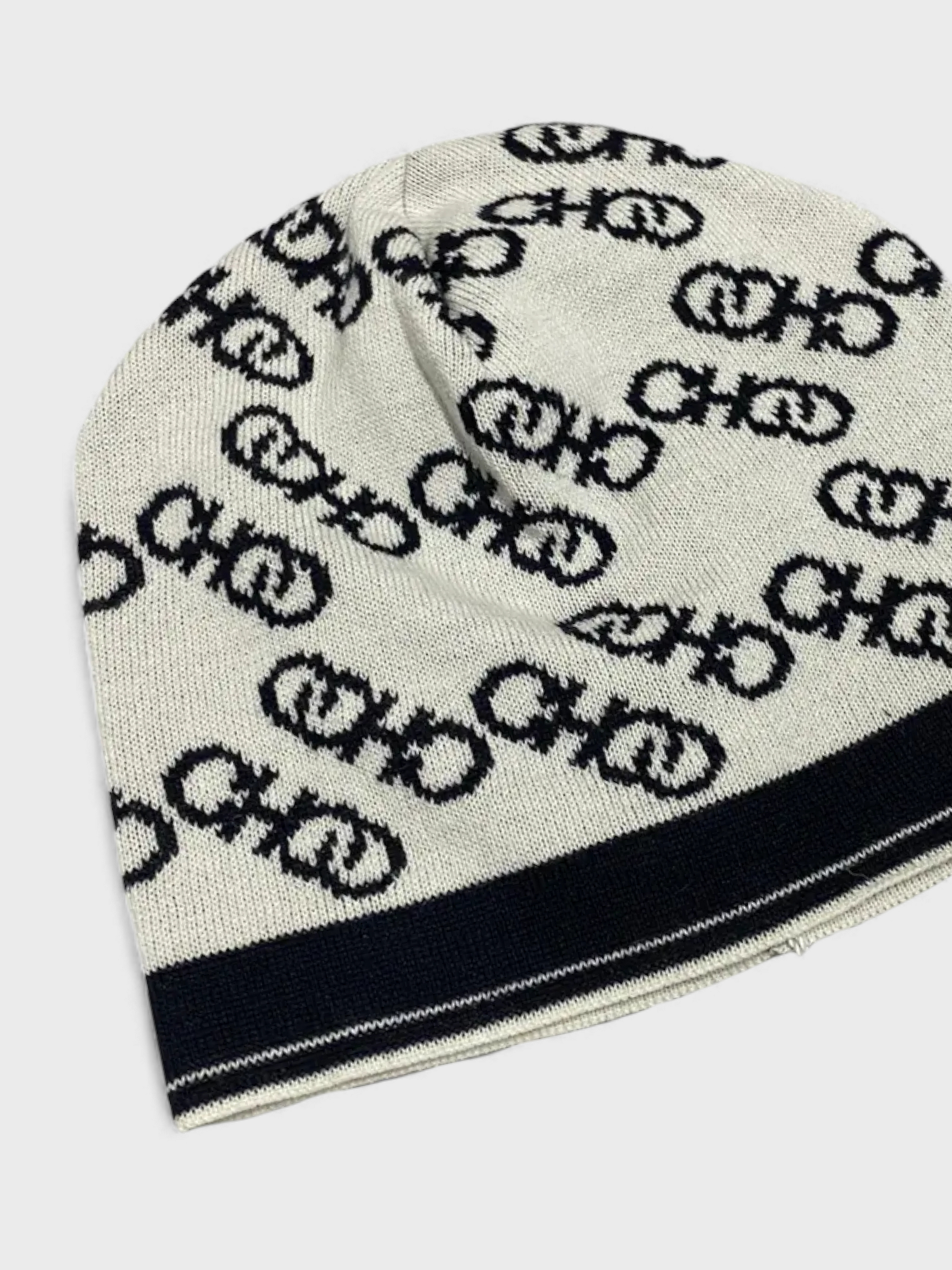 Jimmy Choo Logo Wool Blend Beanie White