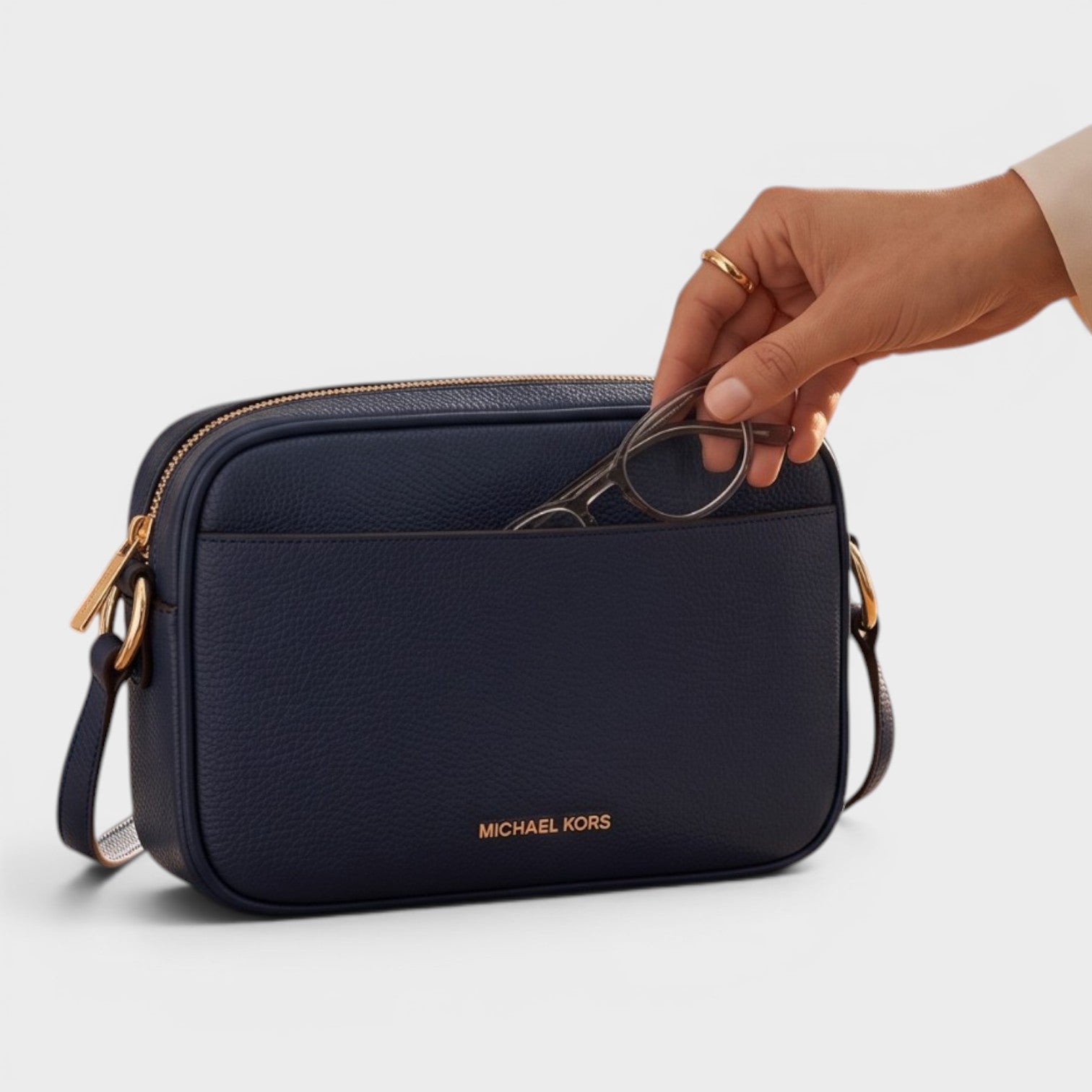 Jet Set Travel Leather Camera Bag Navy